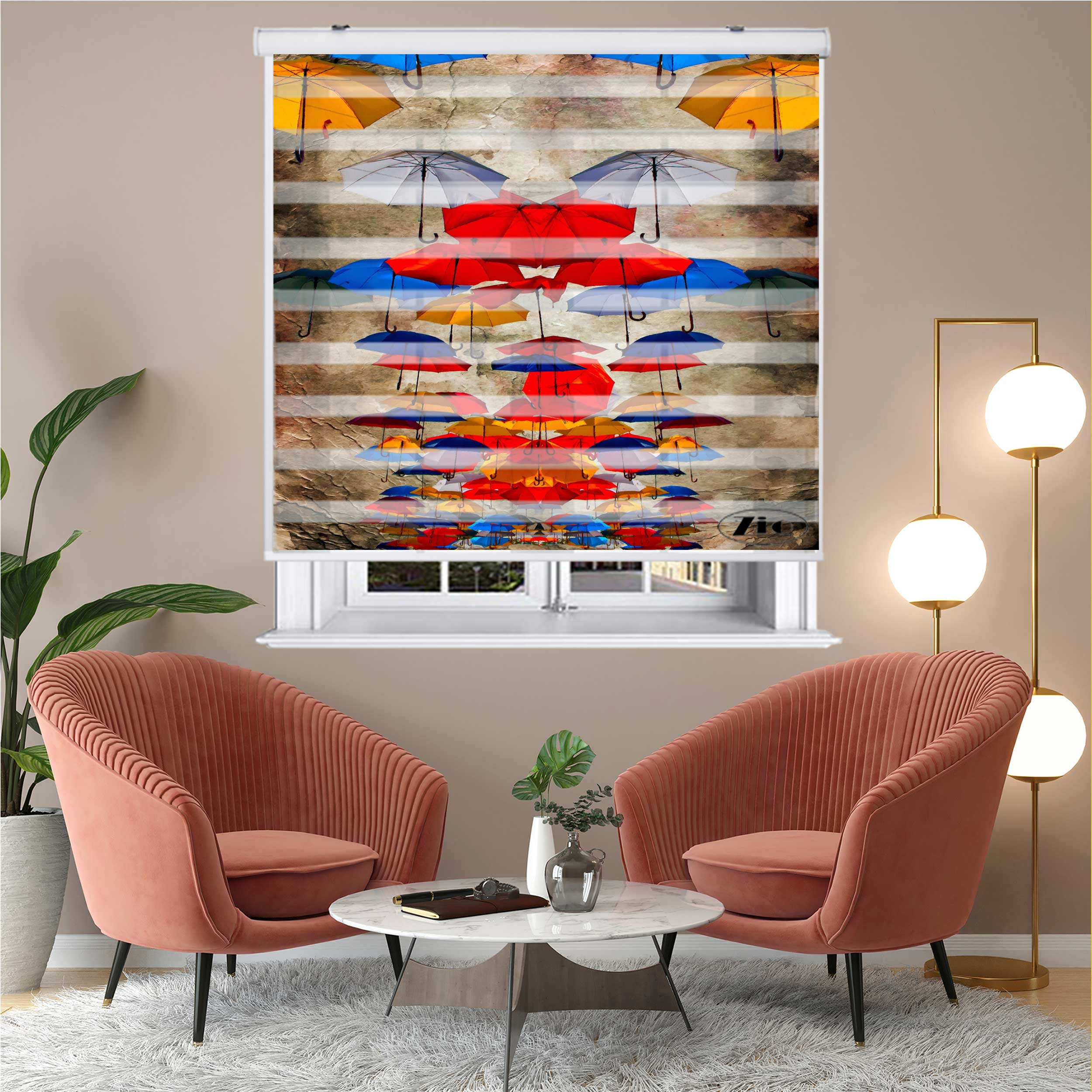پرده زبرا زیو کد O7002 سایز 150x150 سانتی متر