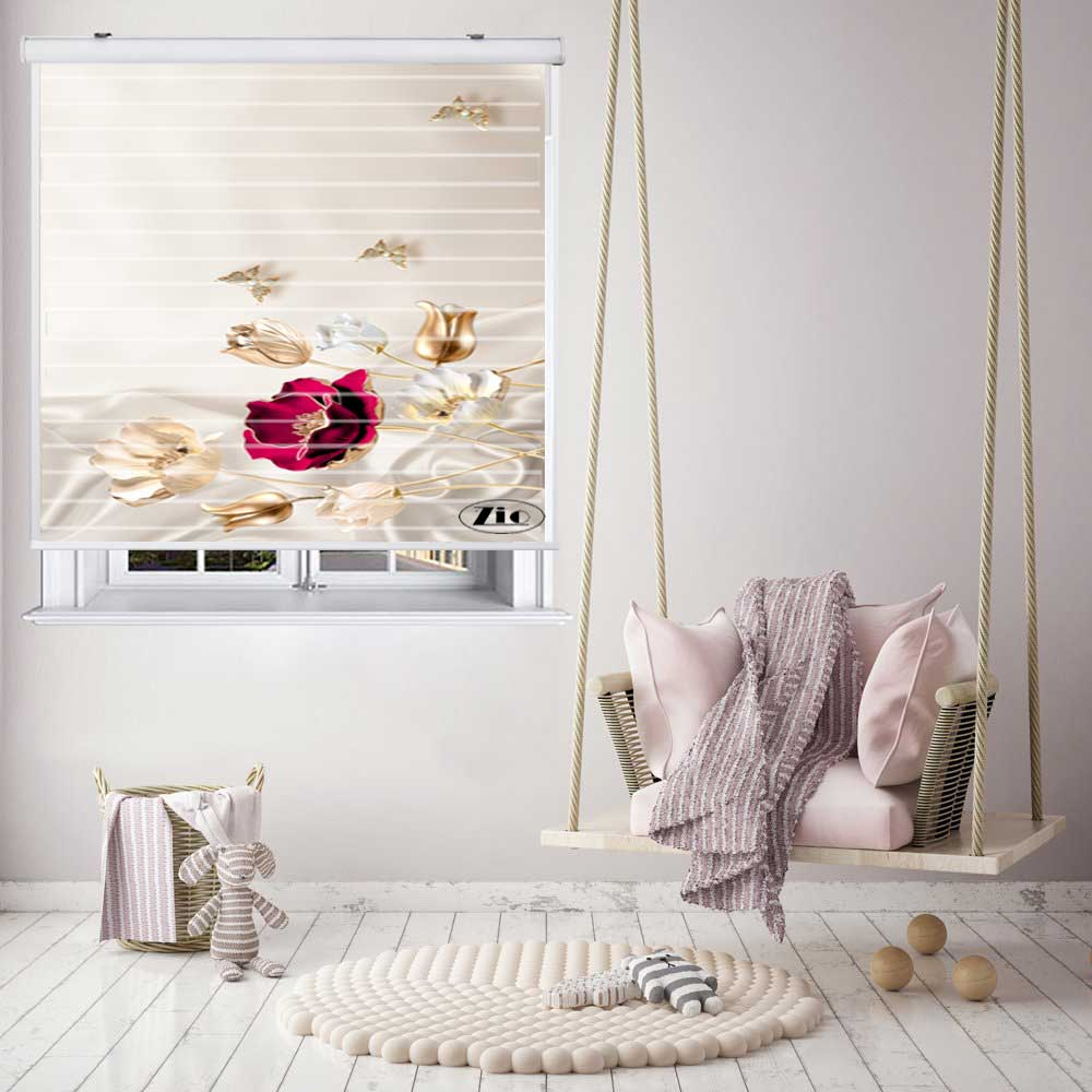 پرده زبرا زیو مدل سیلوئت کد 3D1166 سایز 150x150 سانتی متر