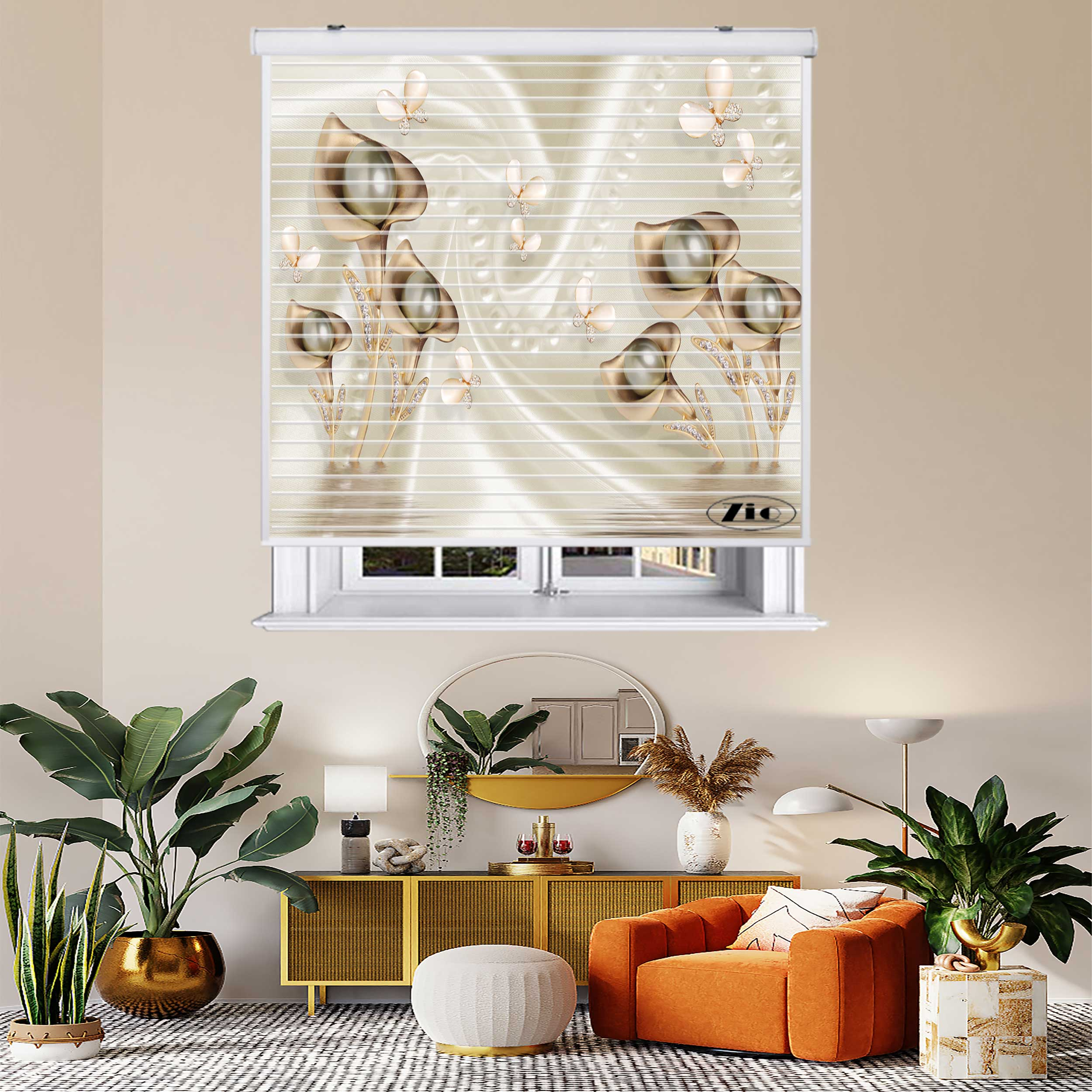 پرده زبرا زیو مدل سیلوئت 3D1509 سایز 150x150 سانتی متر