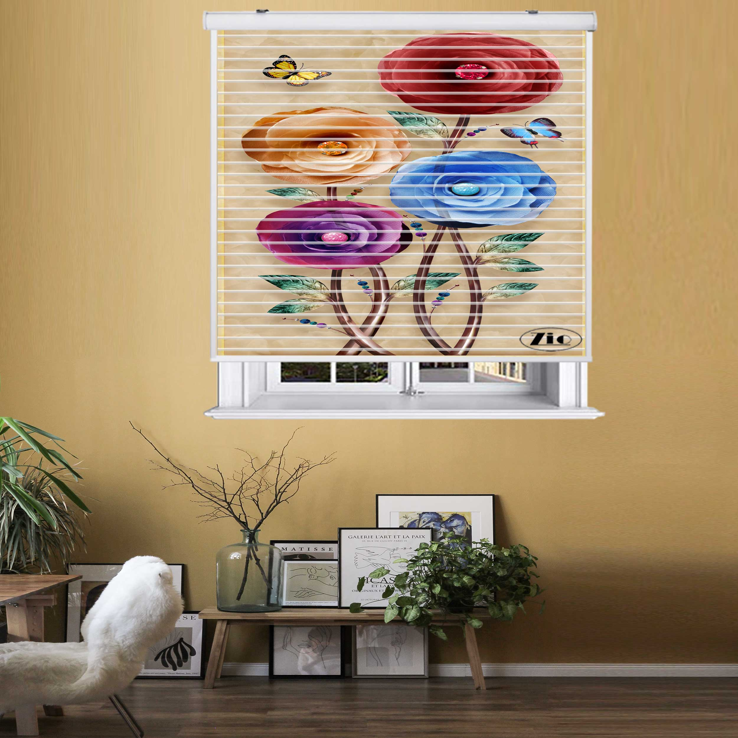 پرده زبرا زیو مدل سیلوئت 3D1513 سایز 150x150 سانتی متر