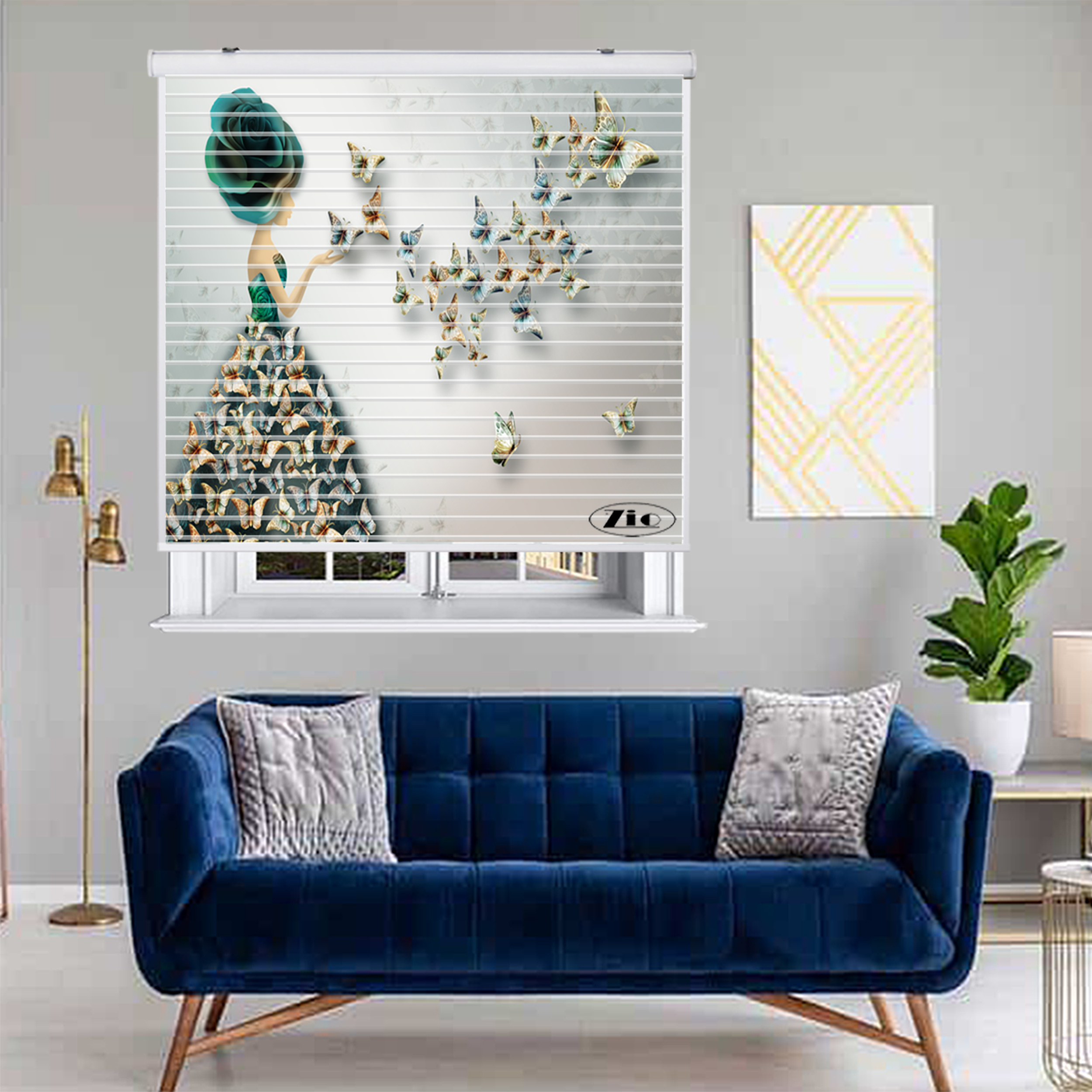 پرده زبرا زیو مدل سیلوئت K3049 سایز 150x150 سانتی متر