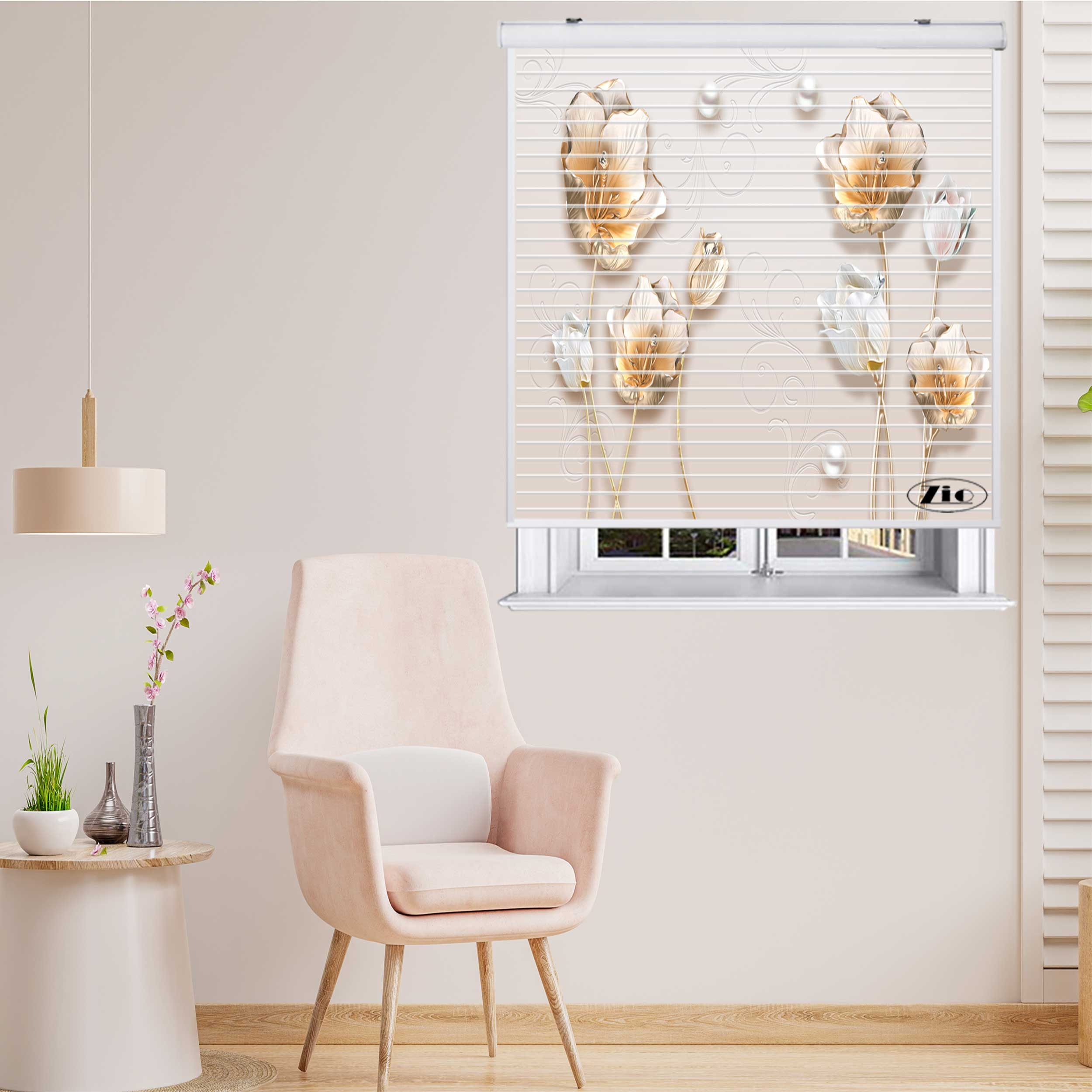پرده زبرا زیو مدل سیلوئت 3D1300 سایز 150x150 سانتی متر