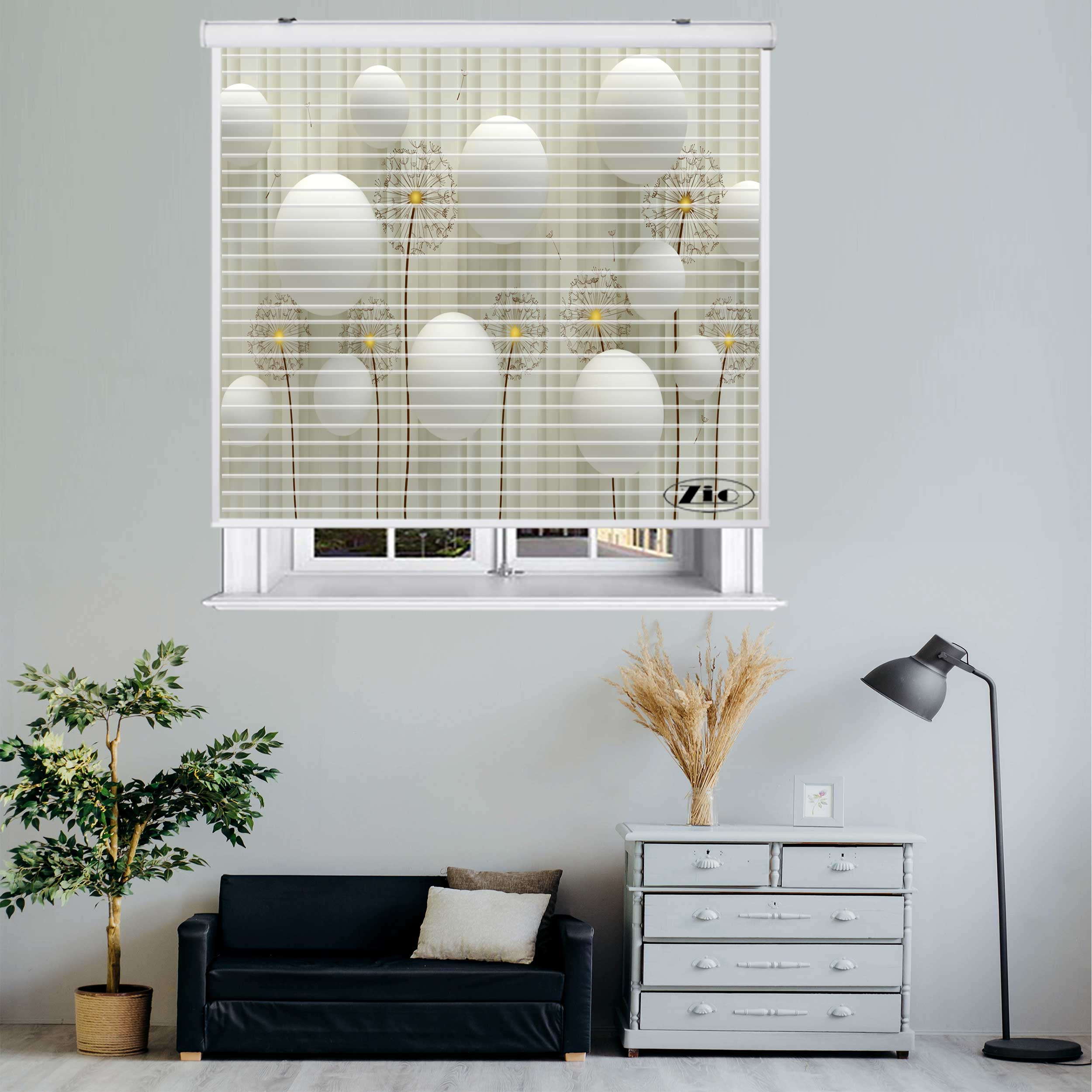 پرده زبرا زیو مدل سیلوئت 3D1481 سایز 150x150 سانتی متر
