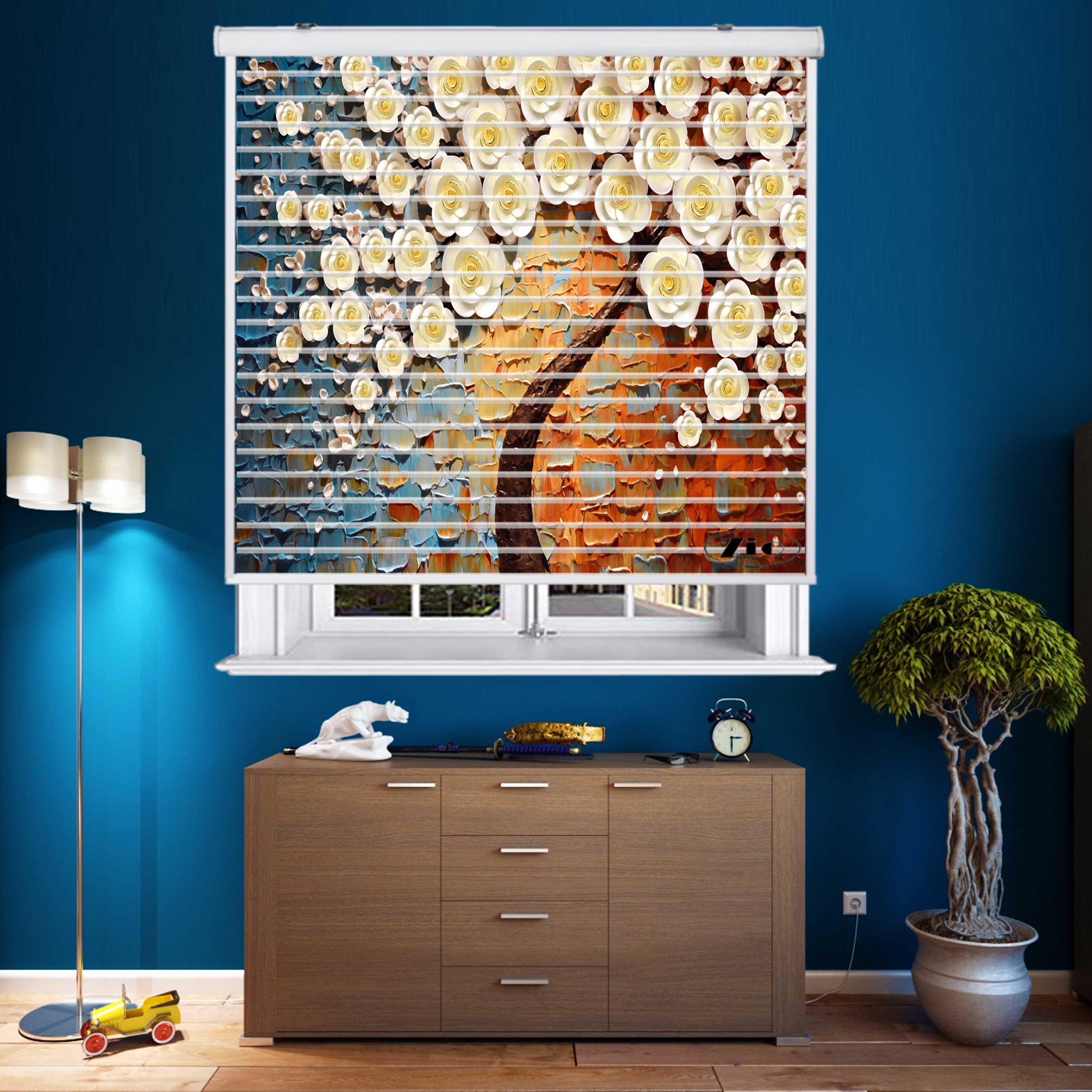 پرده زبرا زیو مدل سیلوئت 3D1311 سایز 150x150 سانتی متر