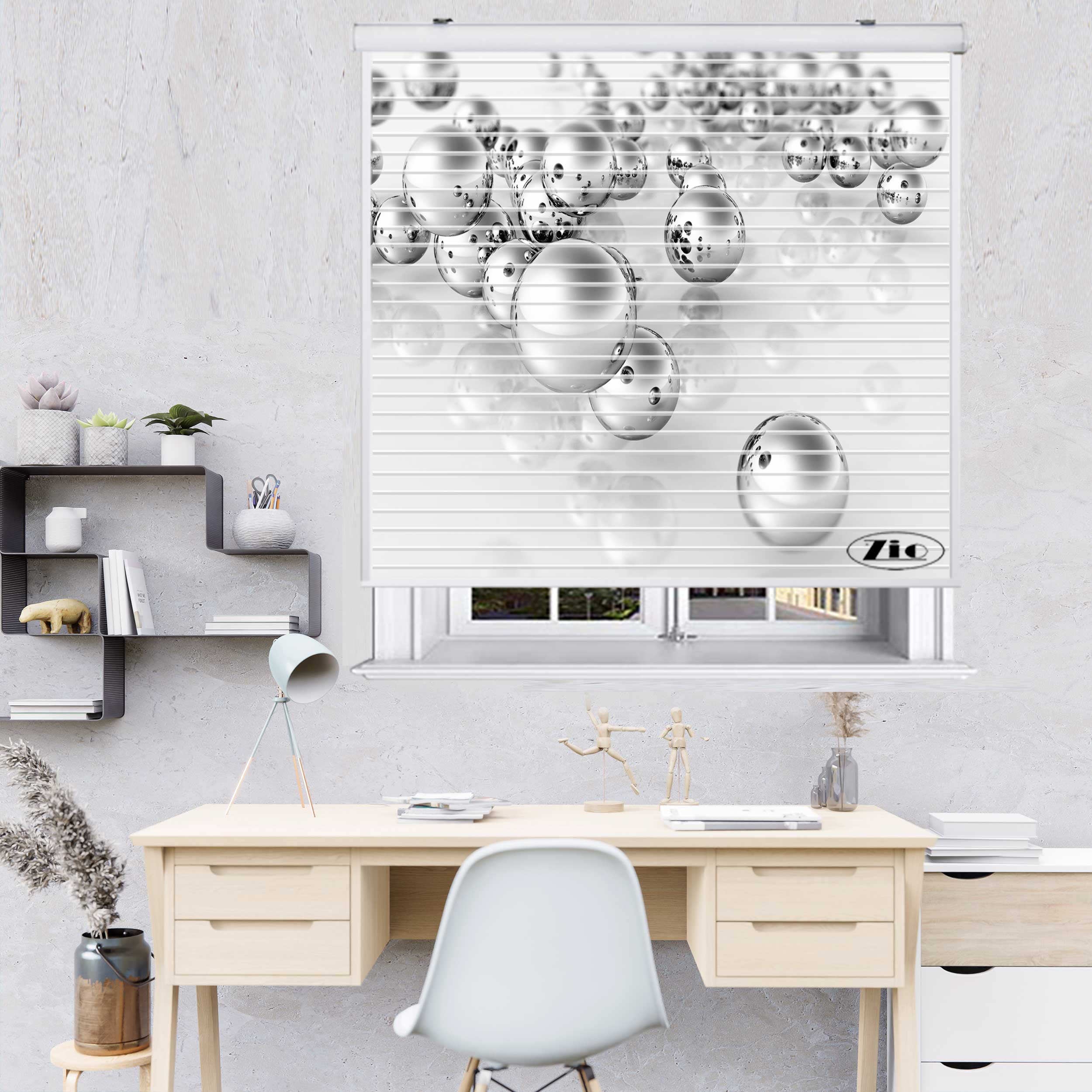 پرده زبرا زیو مدل سیلوئت 3D1372 سایز 150x150 سانتی متر