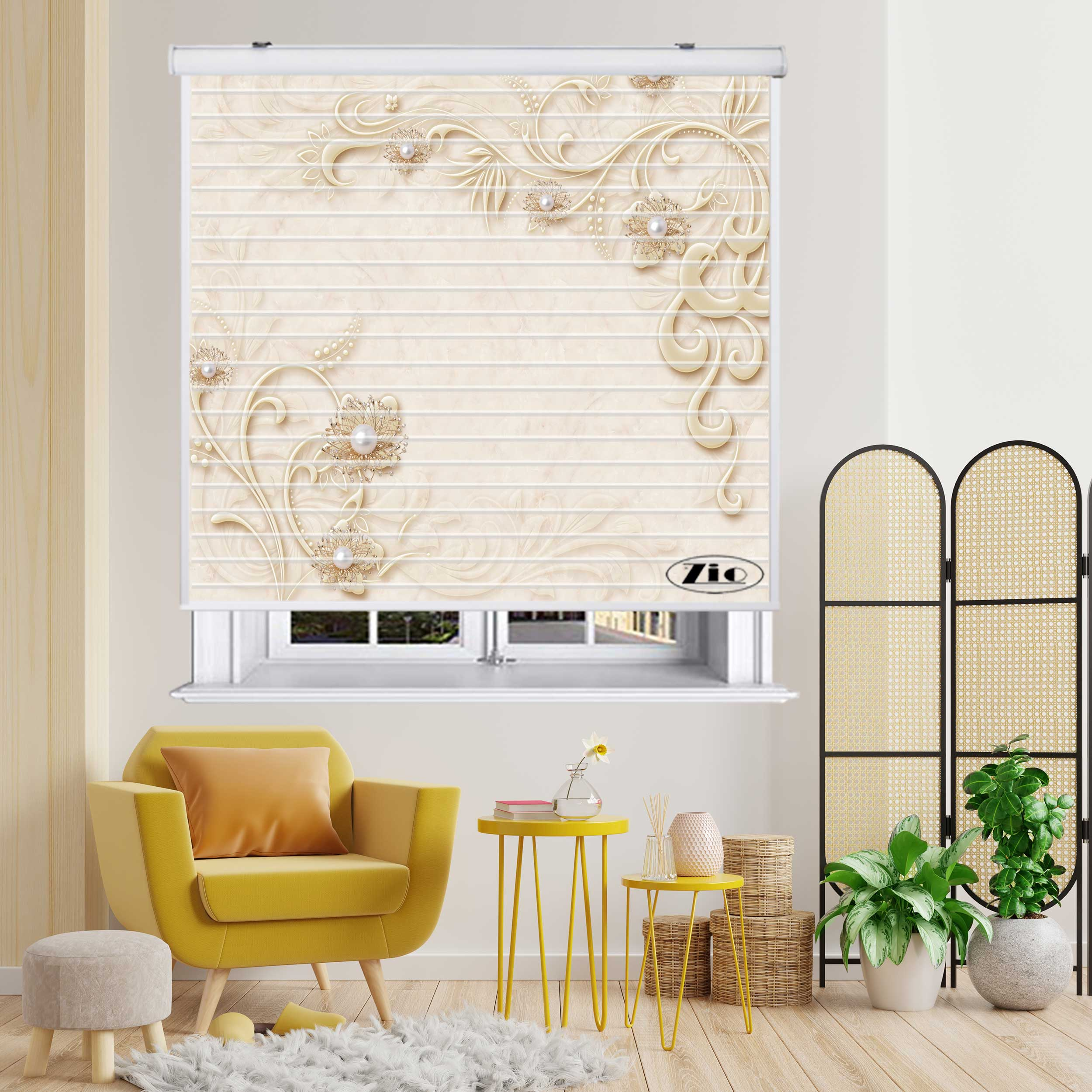 پرده زبرا زیو مدل سیلوئت 3D1296 سایز 150x150 سانتی متر