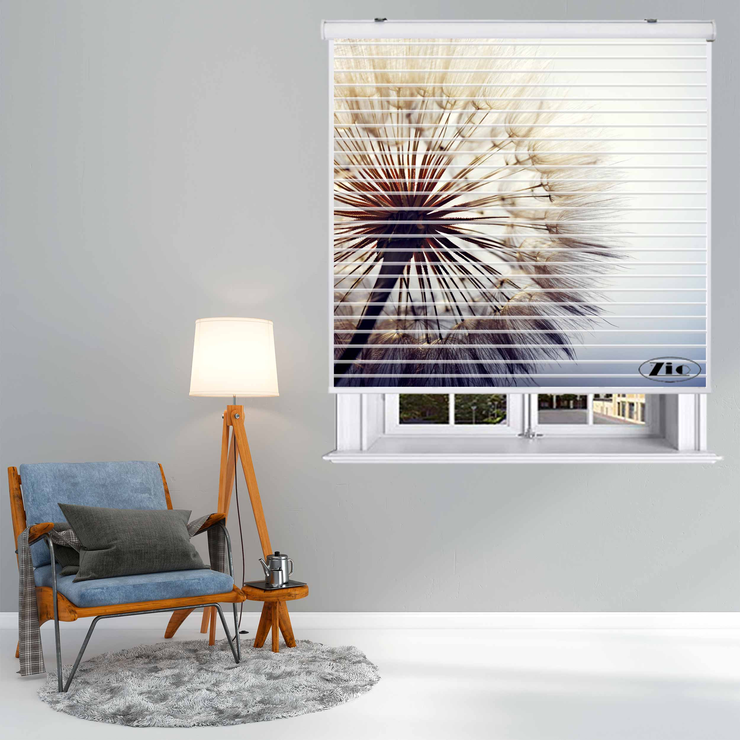 پرده زبرا زیو مدل سیلوئتL-5046 سایز 150x150 سانتی متر