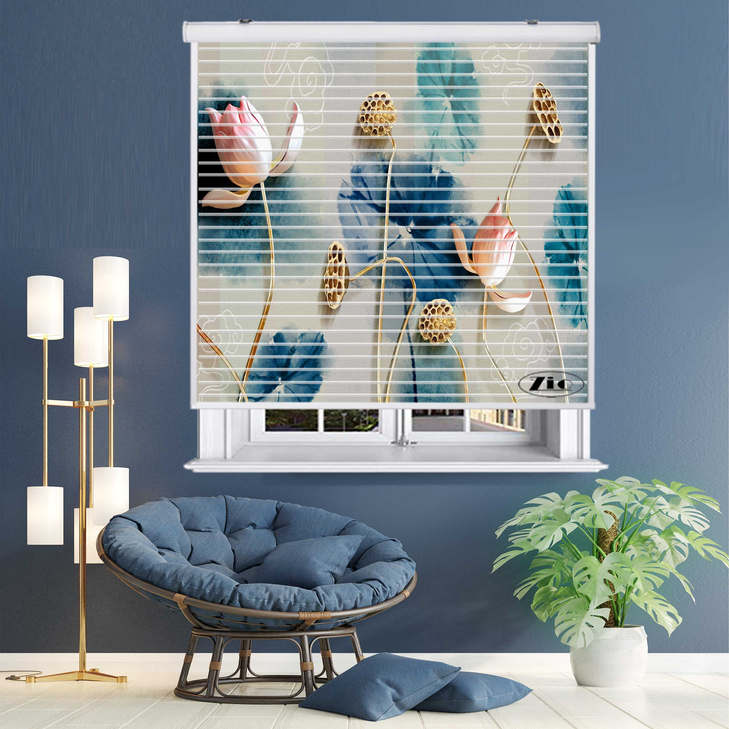 پرده زبرا زیو مدل سیلوئت 3D1520 سایز 150x150 سانتی متر