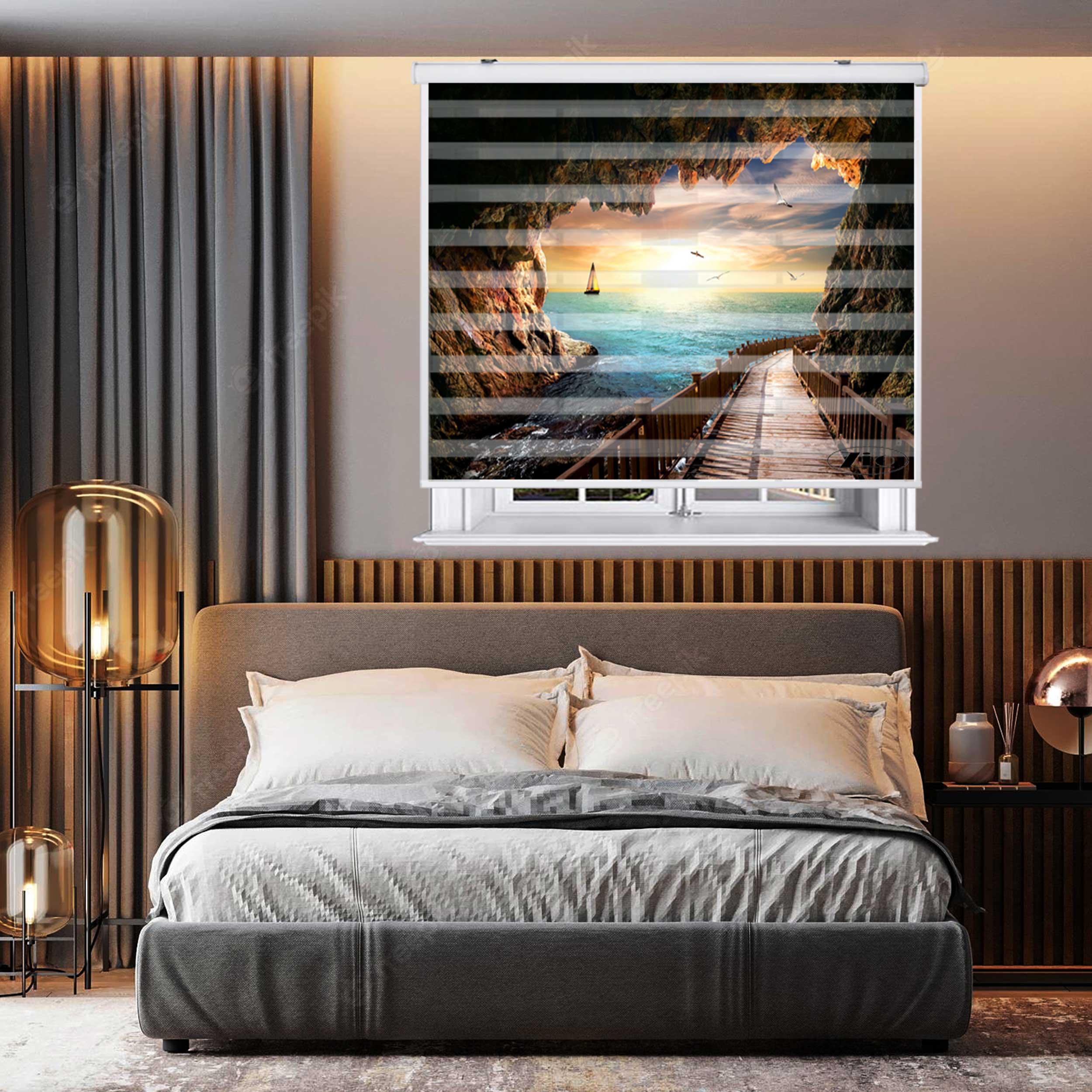 پرده زبرا زیو کد L5075 سایز 150X150 سانتی متر