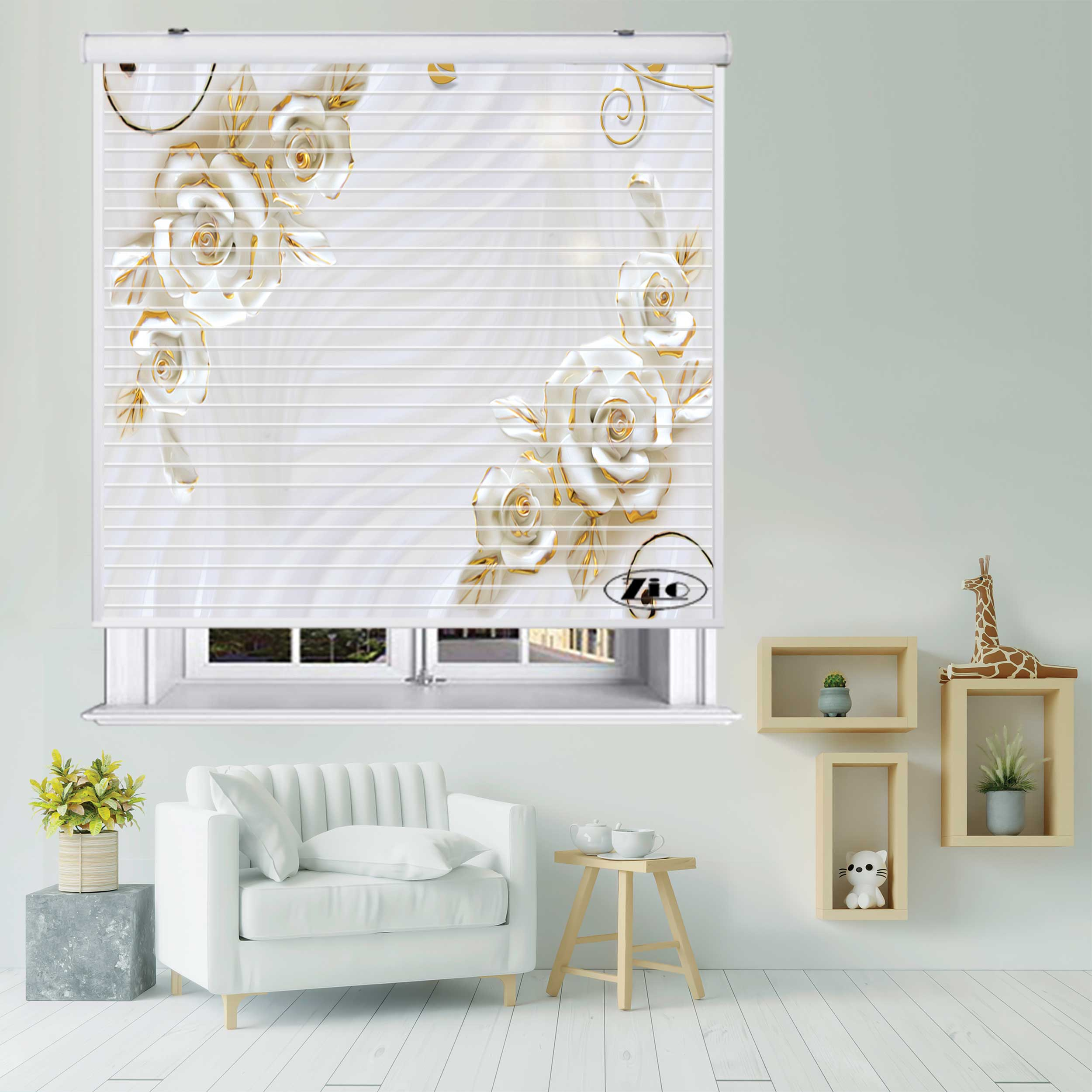پرده زبرا زیو مدل سیلوئت 3D1476 سایز 150x150 سانتی متر
