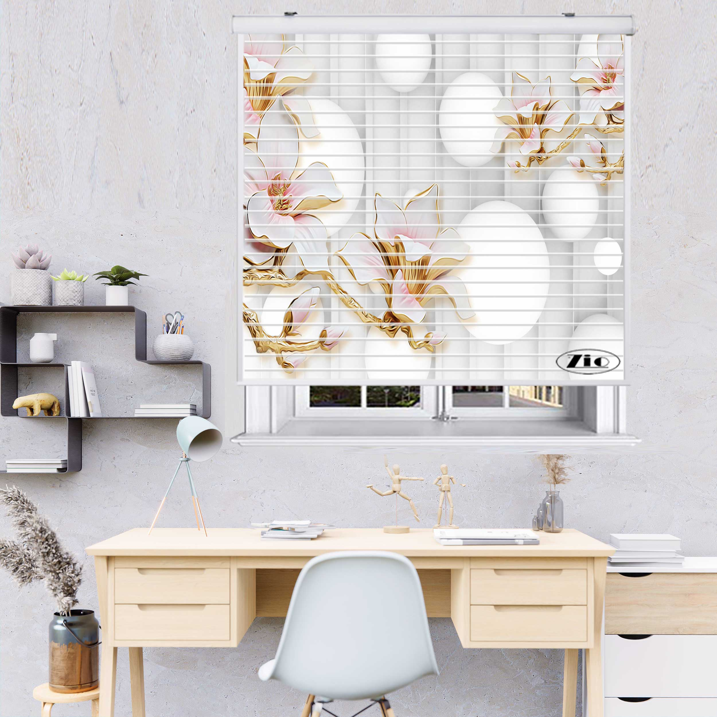 پرده زبرا زیو مدل سیلوئت 3D1262 سایز 150x150 سانتی متر