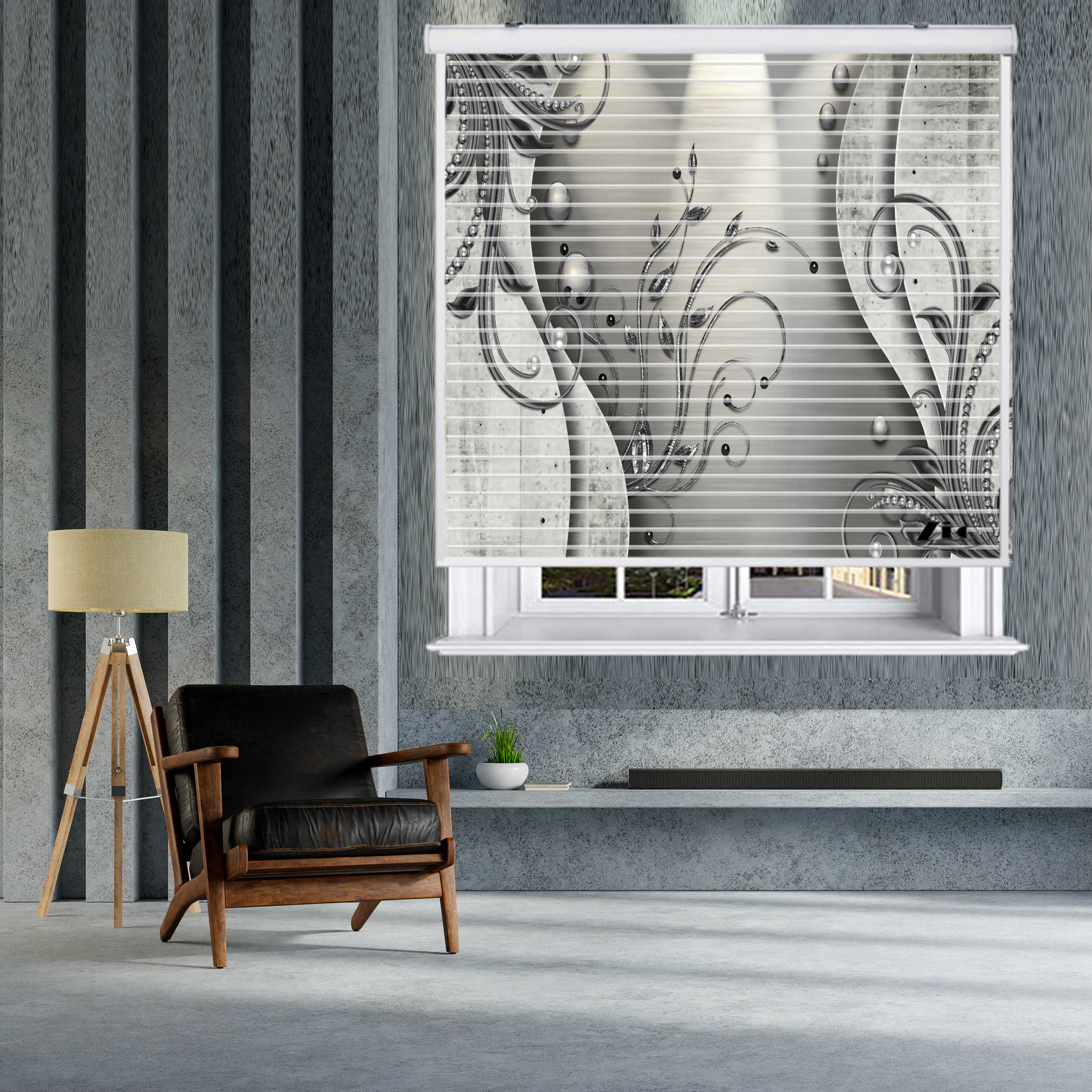 پرده زبرا زیو مدل سیلوئت 3D1518 سایز 150x150 سانتی متر