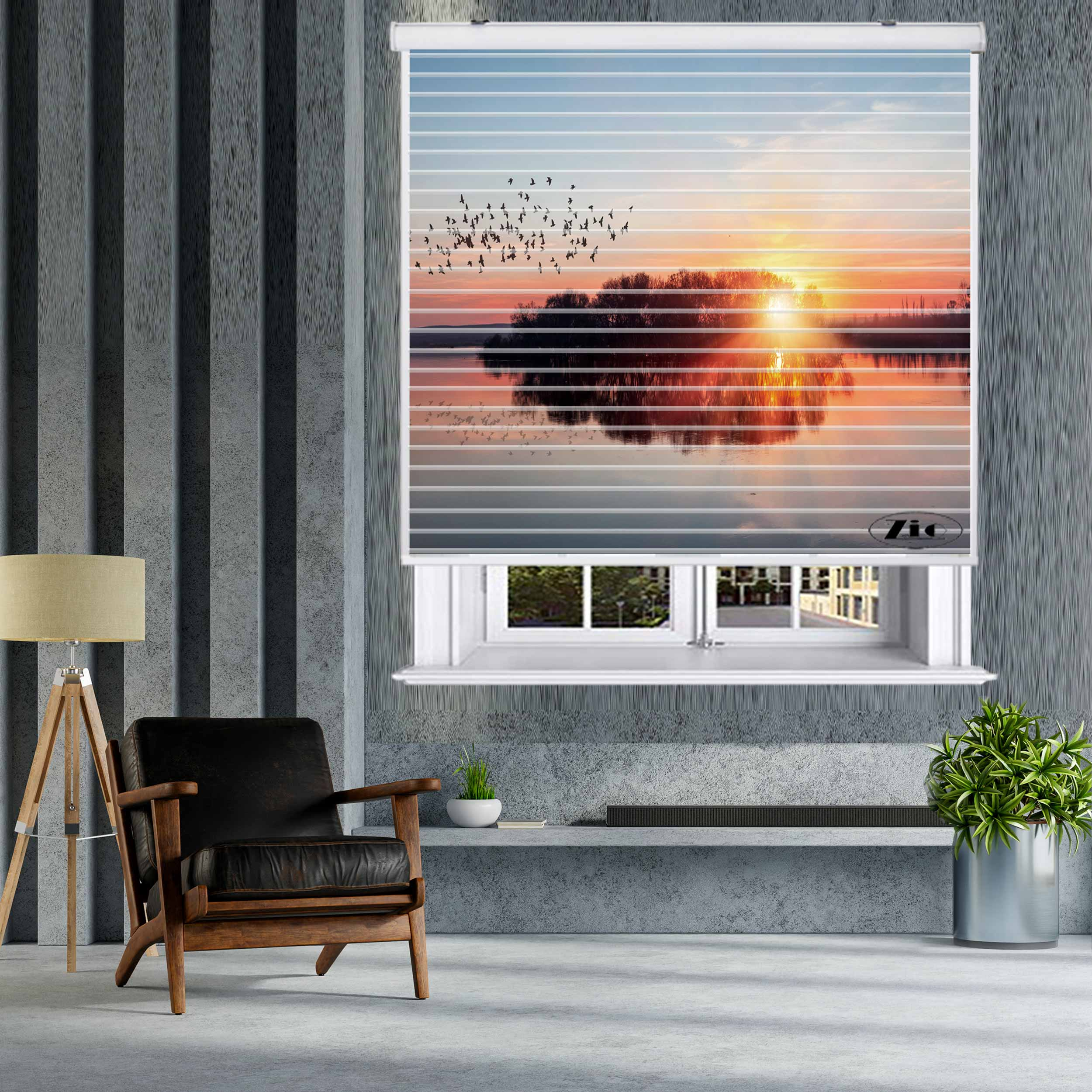 پرده زبرا زیو مدل سیلوئتL-5032 سایز 150x150 سانتی متر
