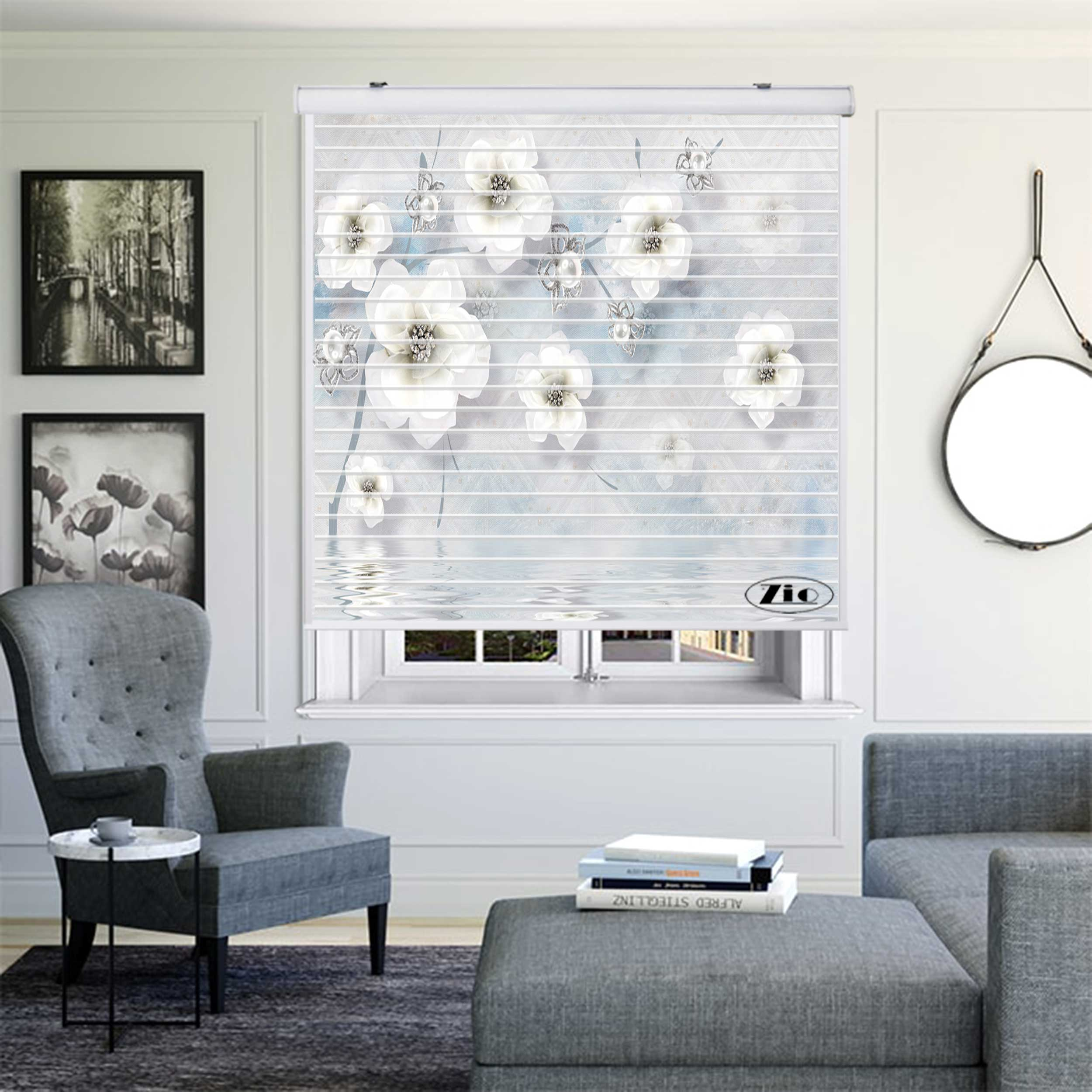 پرده زبرا زیو مدل سیلوئت 3D1271 سایز 150x150 سانتی متر