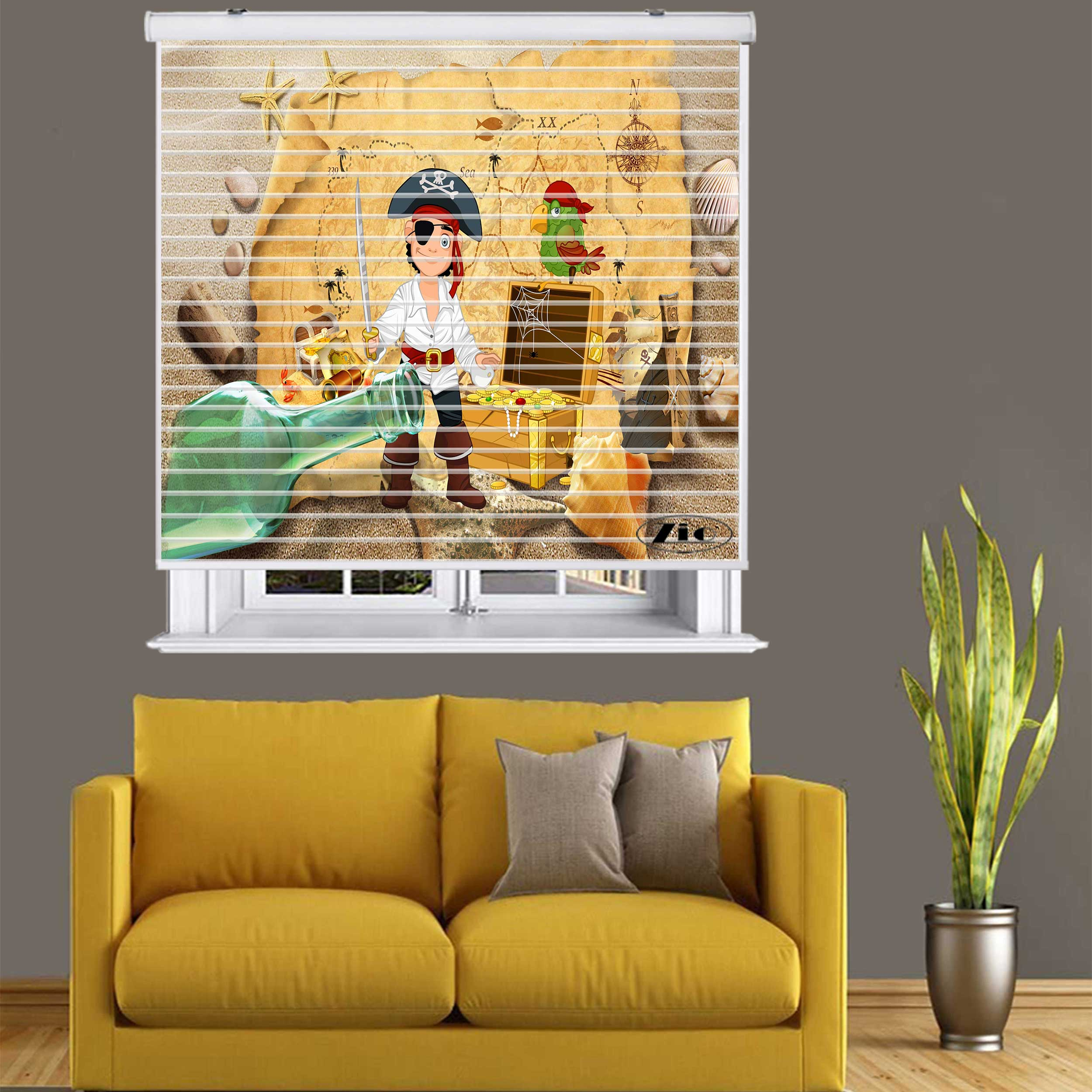 پرده زبرا زیو مدل سیلوئت K3082 سایز 150x150 سانتی متر