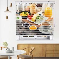پرده زبرا زیو طرح صبحانه کد B14 سایز 150x200 سانتی متر