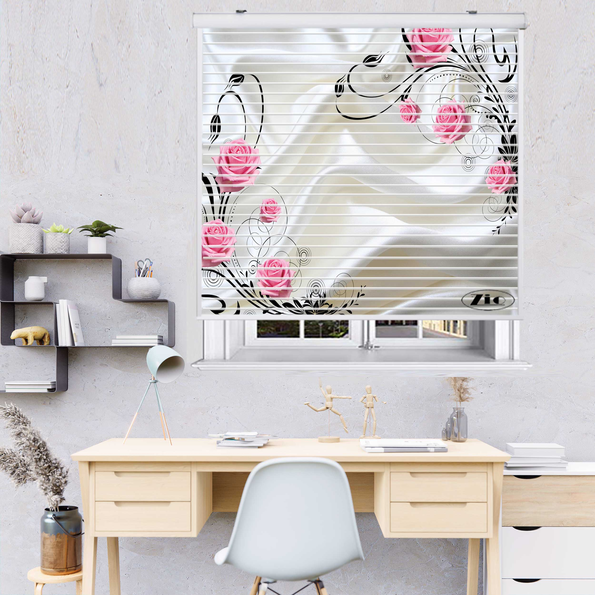 پرده زبرا زیو مدل سیلوئت 3D1471 سایز 150x150 سانتی متر