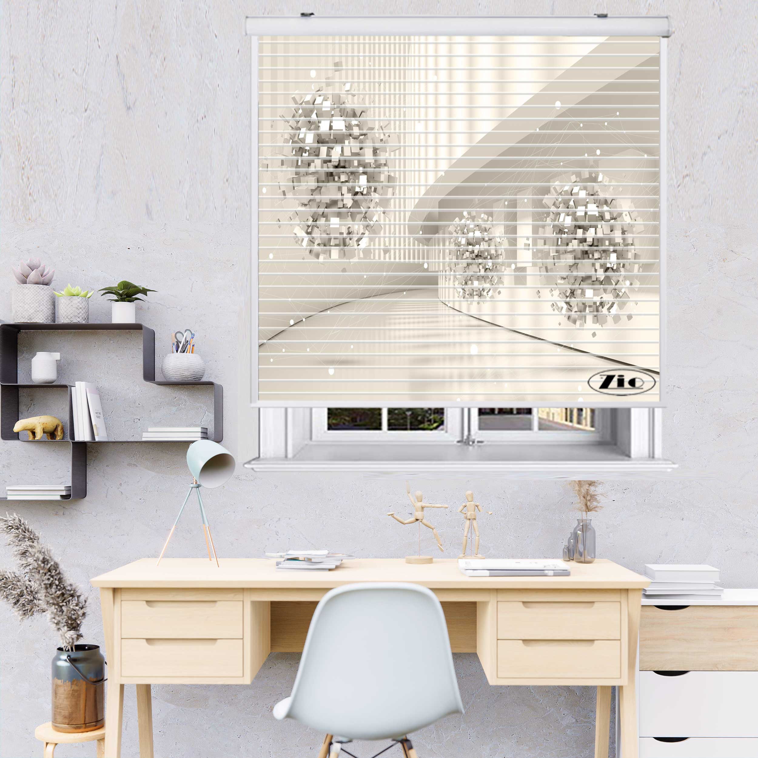 پرده زبرا زیو مدل سیلوئت 3D1539 سایز 150x150 سانتی متر
