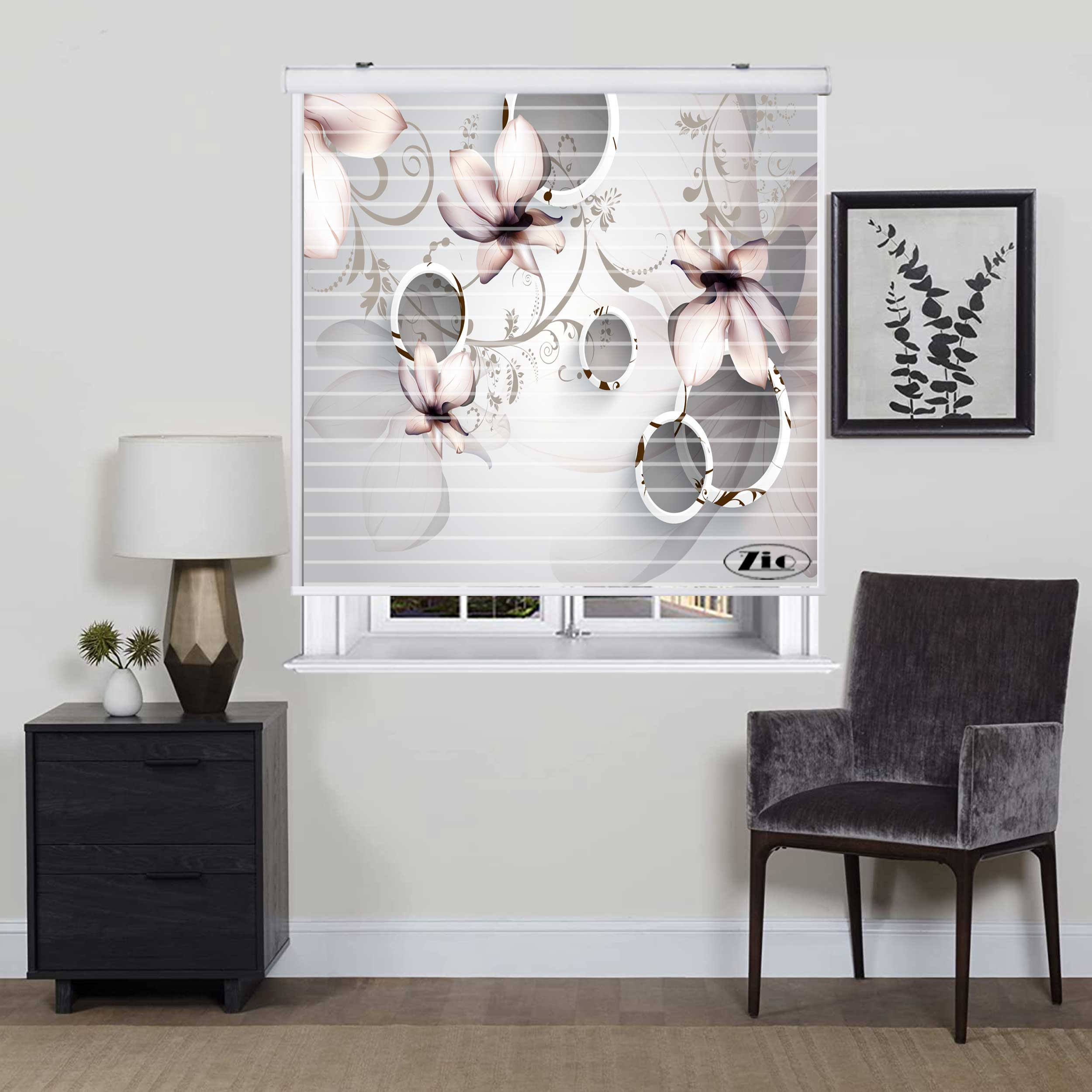 پرده زبرا زیو مدل سیلوئت 3D1174 سایز 150x150 سانتی متر