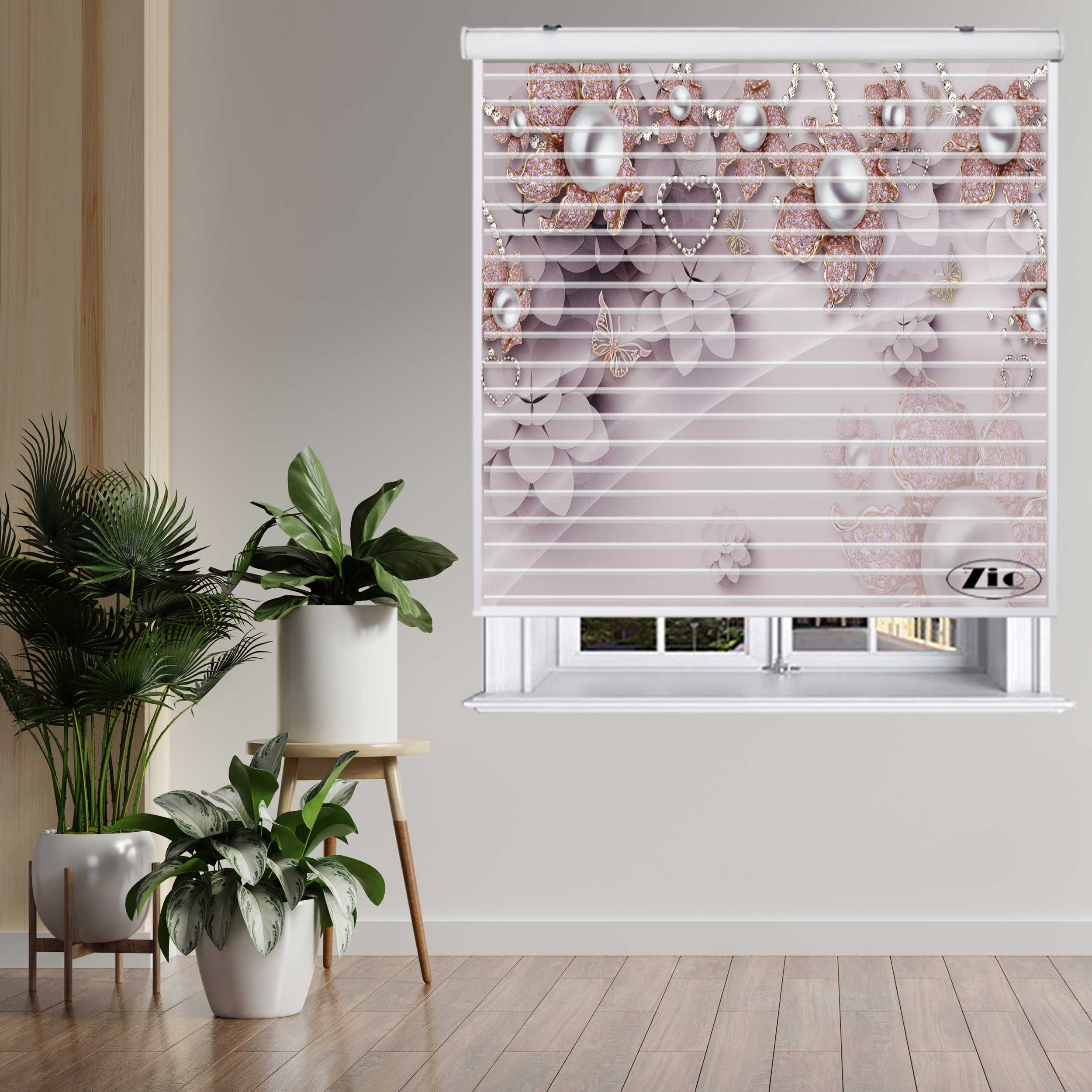 پرده زبرا زیو مدل سیلوئت 3D1275 سایز 150x150 سانتی متر