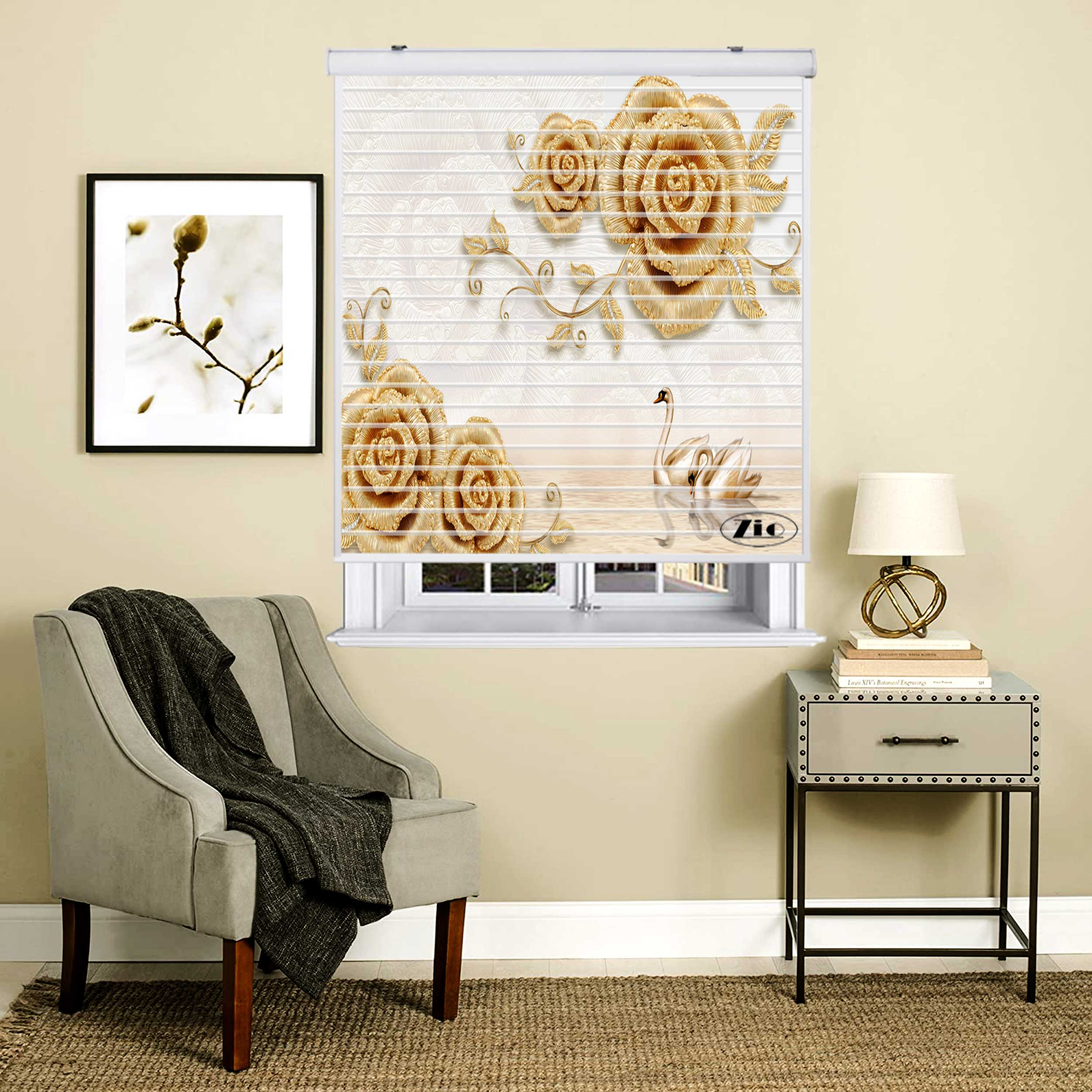 پرده زبرا زیو مدل سیلوئت 3D1281 سایز 150x150 سانتی متر
