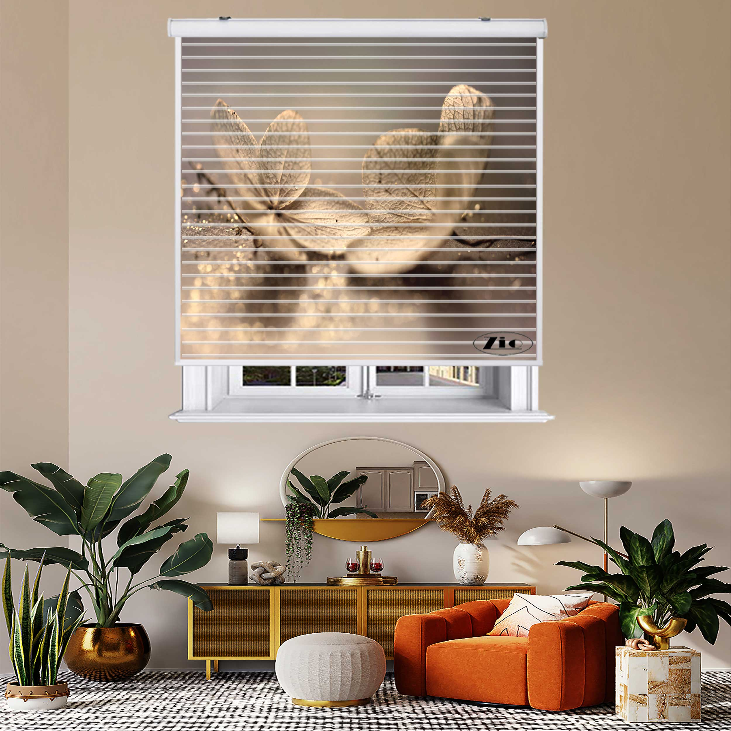 پرده زبرا زیو مدل سیلوئت 3D1366 سایز 150x150 سانتی متر