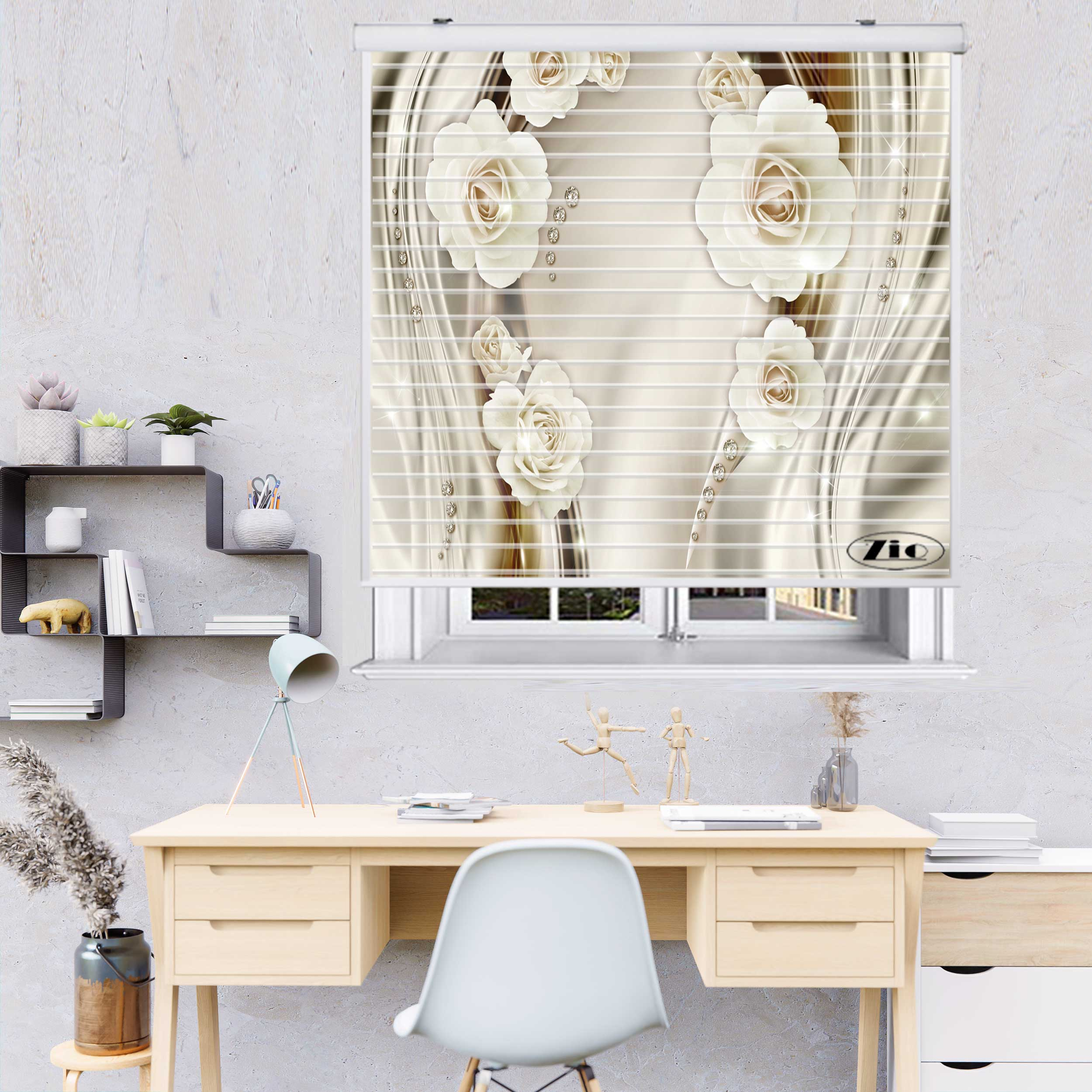 پرده زبرا زیو مدل سیلوئت 3D1276 سایز 150x150 سانتی متر
