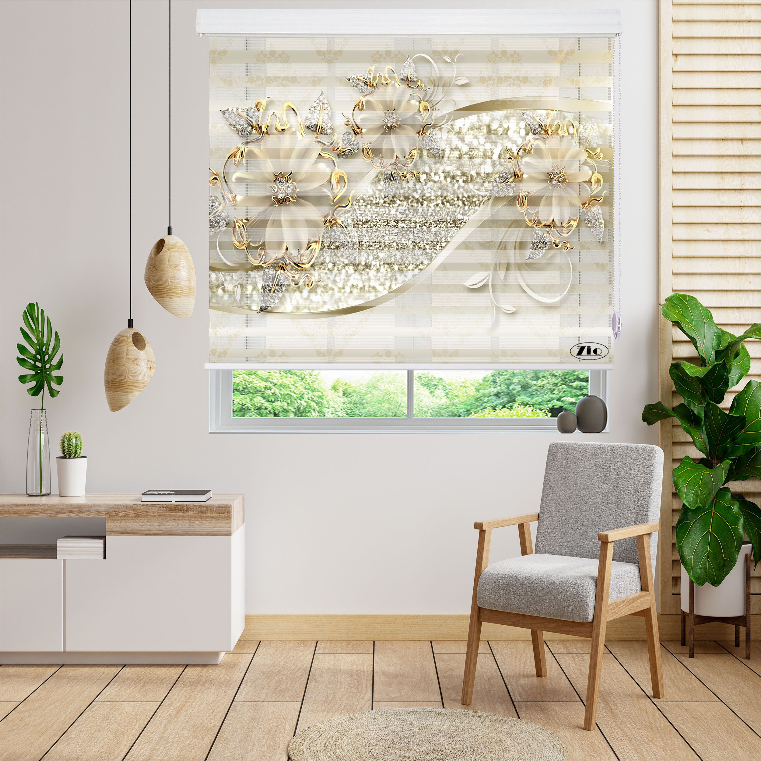 پرده زبرا زیو مدل 3D-1196 سایز 200x150 سانتی متر