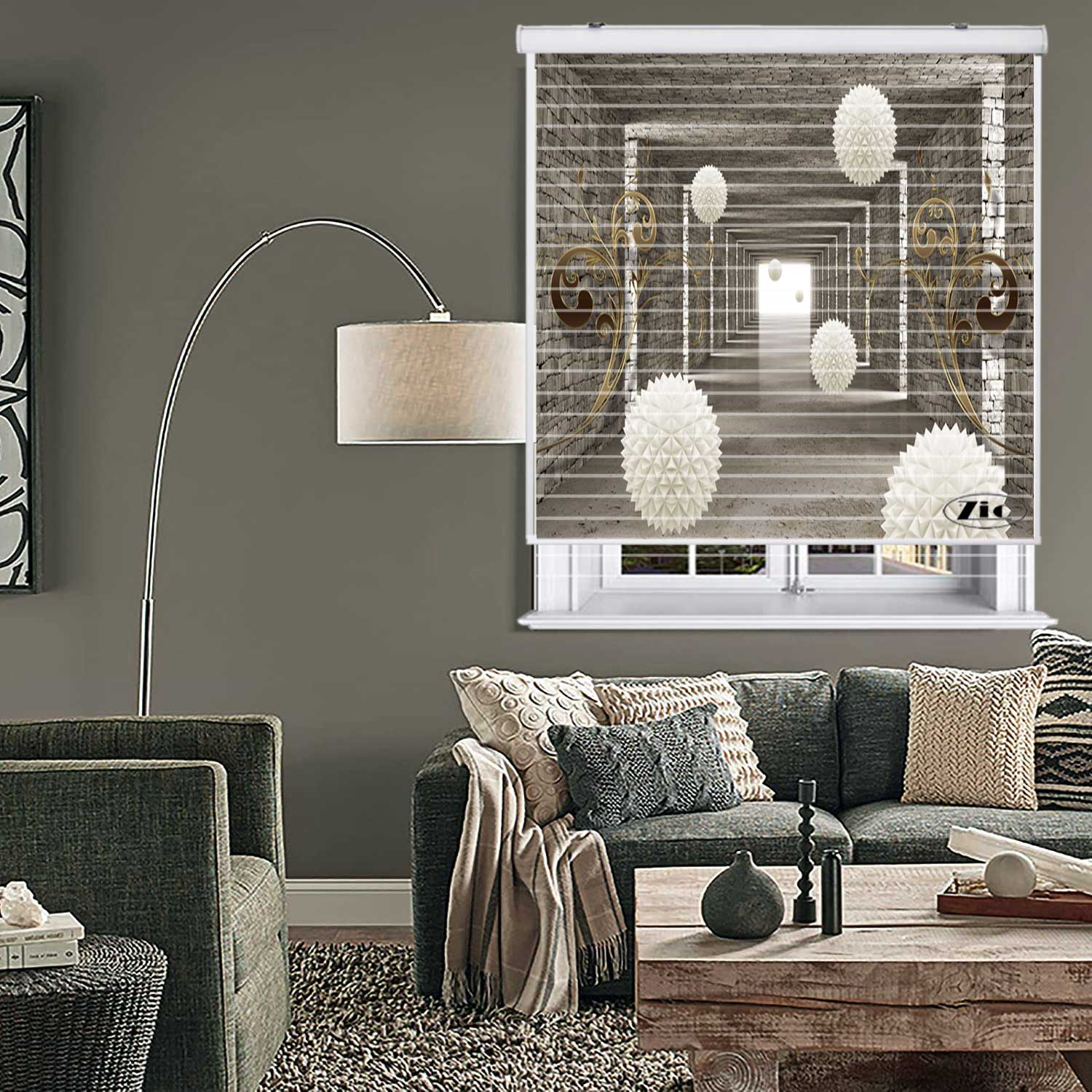 پرده زبرا زیو مدل سیلوئت 3D1224 سایز 150x150 سانتی متر