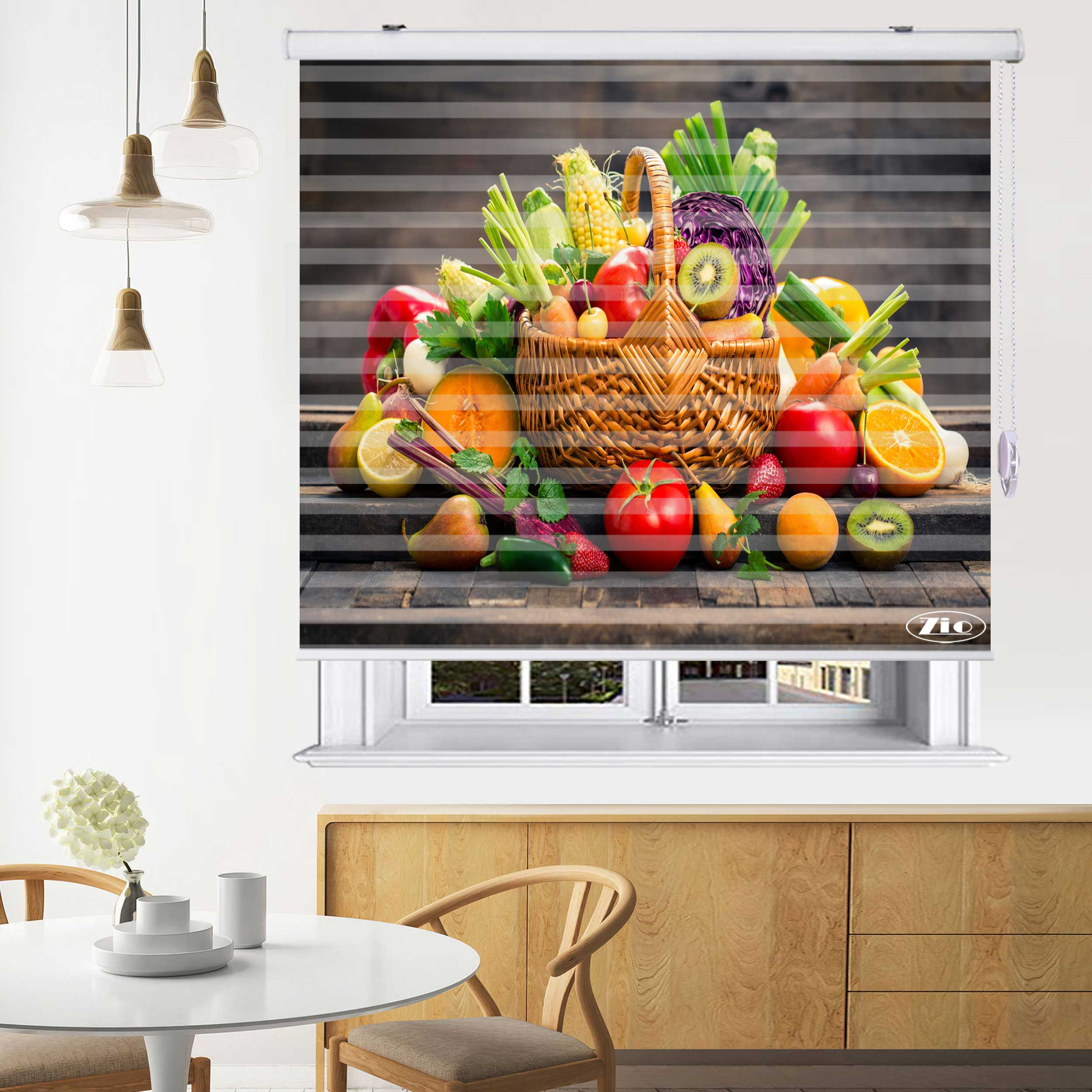 پرده زبرا زیو مدل سبزیجات سایز 200x280 سانتی متر