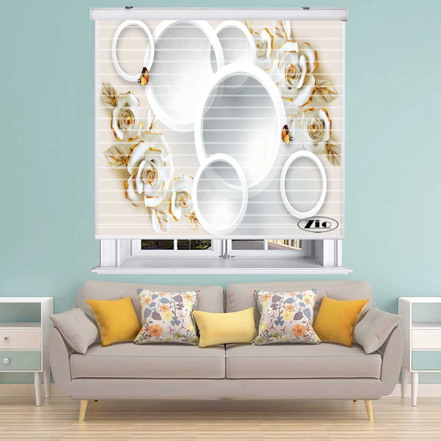 پرده زبرا زیو مدل سیلوئت 3D1248 سایز 150x150 سانتی متر