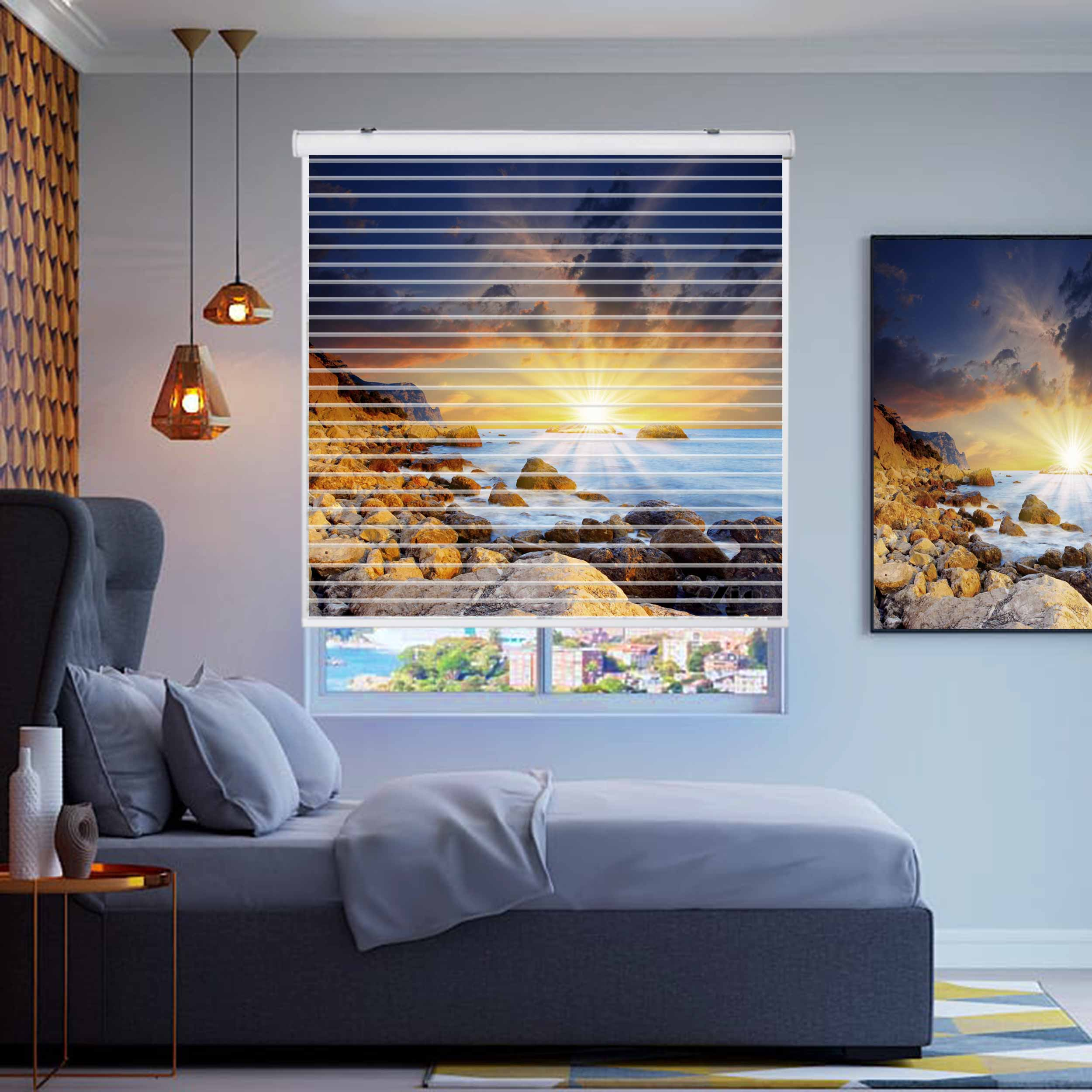 پرده زبرا زیو مدل سیلوئتL-5033 سایز 150x150 سانتی متر