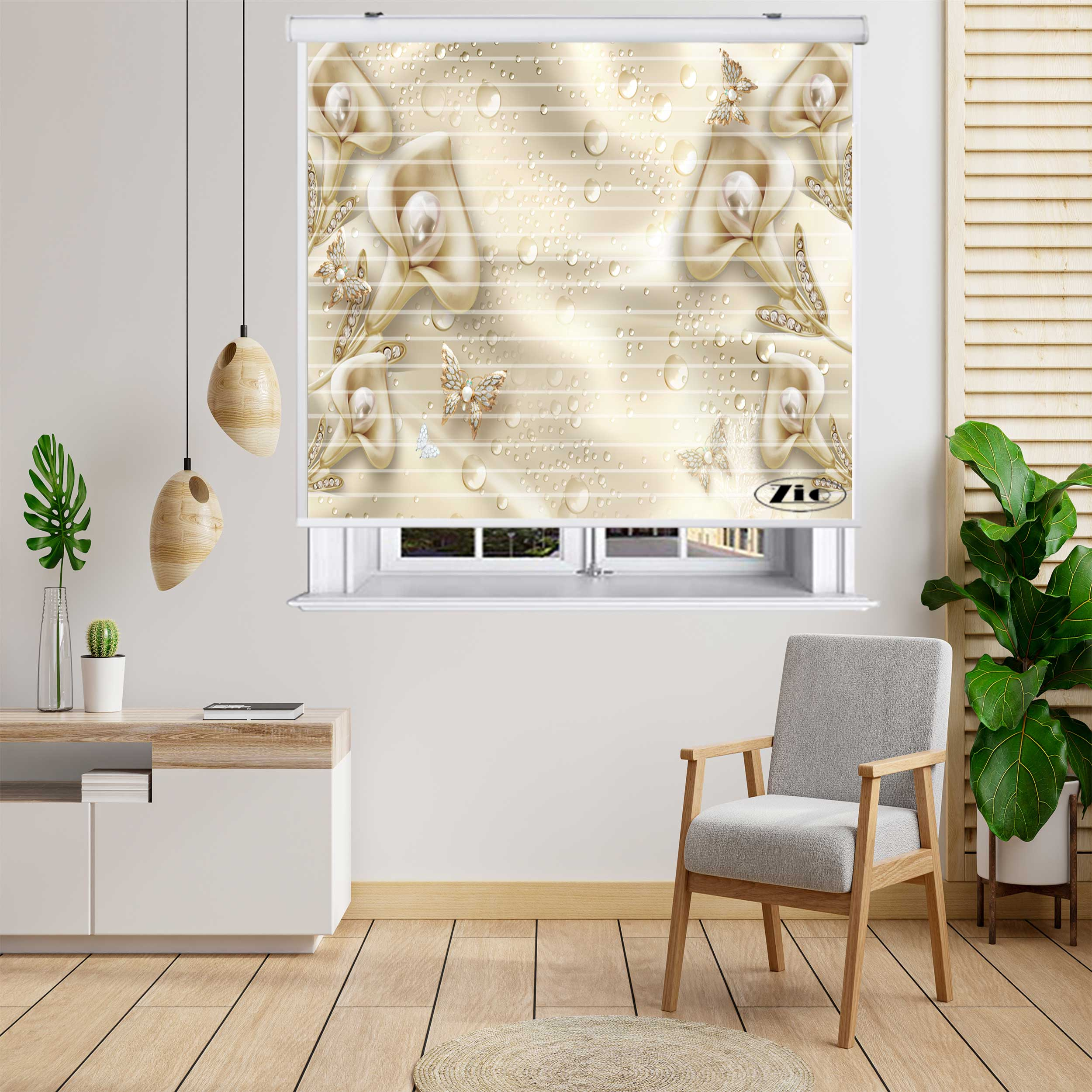 پرده زبرا زیو  مدل سیلوئت 3D1145 سایز 150x150 سانتی متر