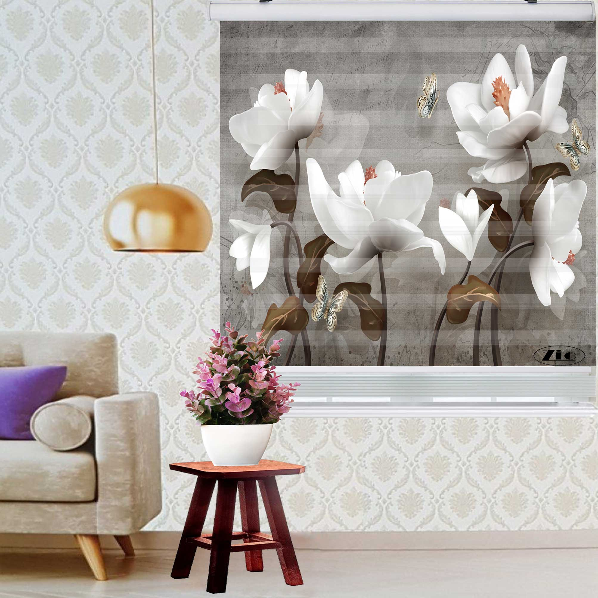پرده زبرا زیو کد 1074 سایز 150x150 سانتی متر