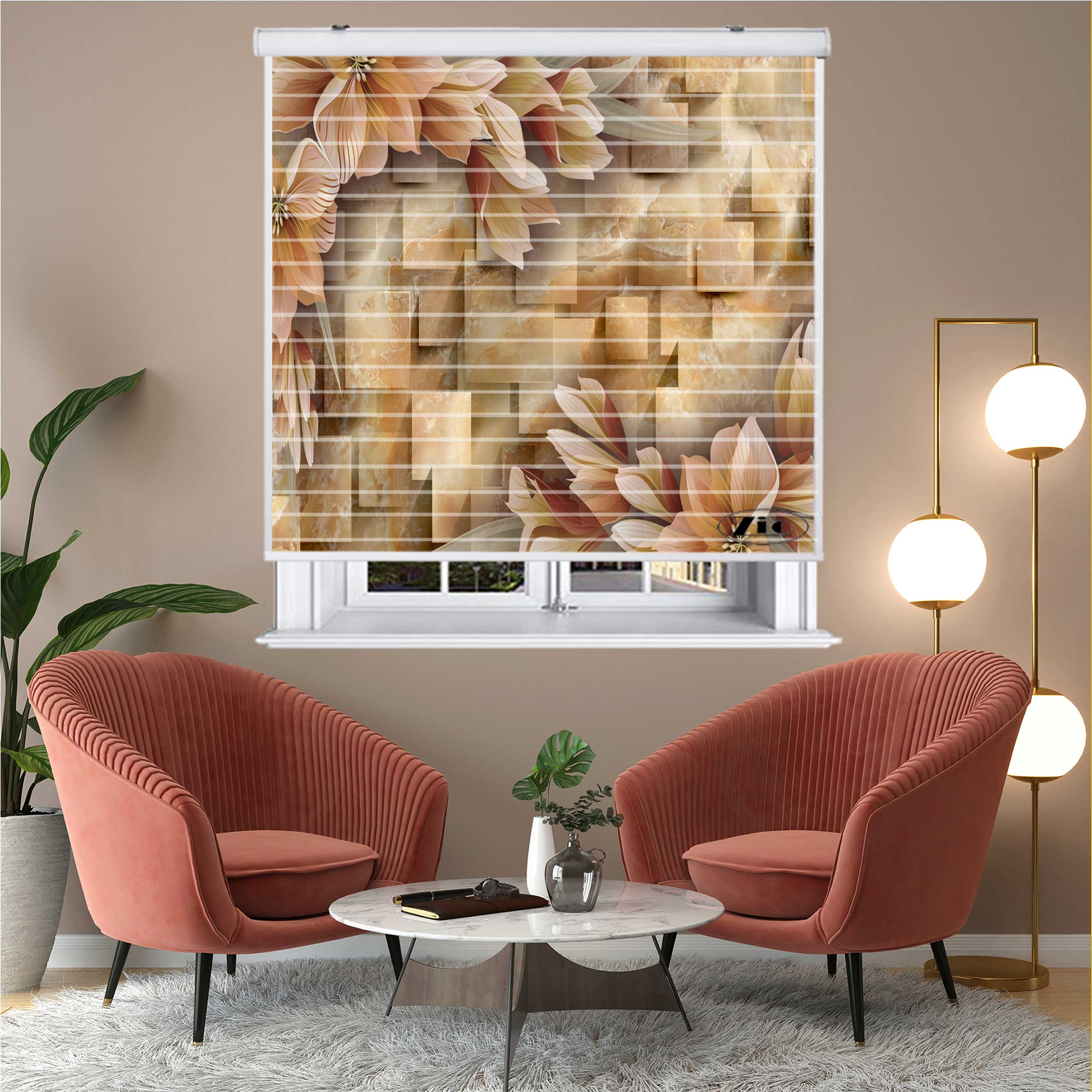 پرده زبرا زیو مدل سیلوئت 3D1241 سایز 150x150 سانتی متر