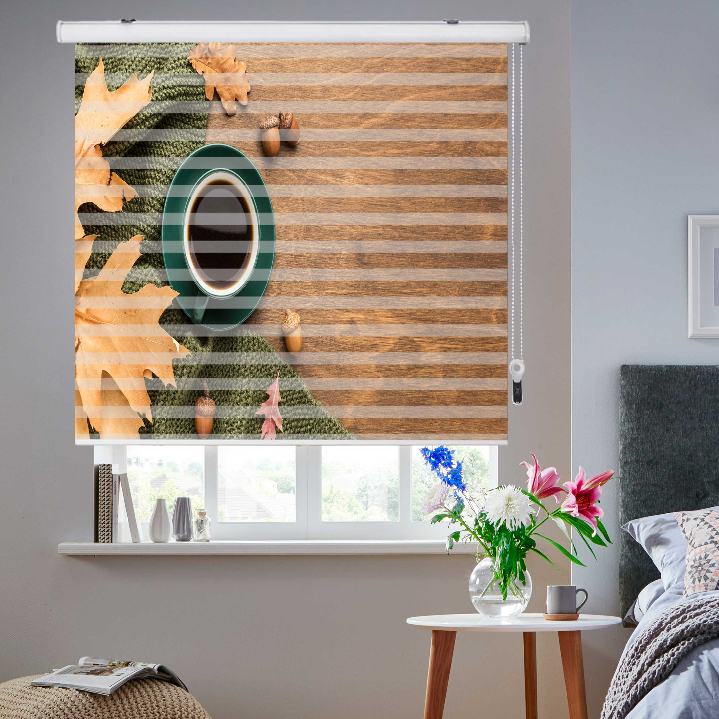 پرده زبرا زیو طرح قهوه کد Coffee 8 سایز 150x200 سانتی متر