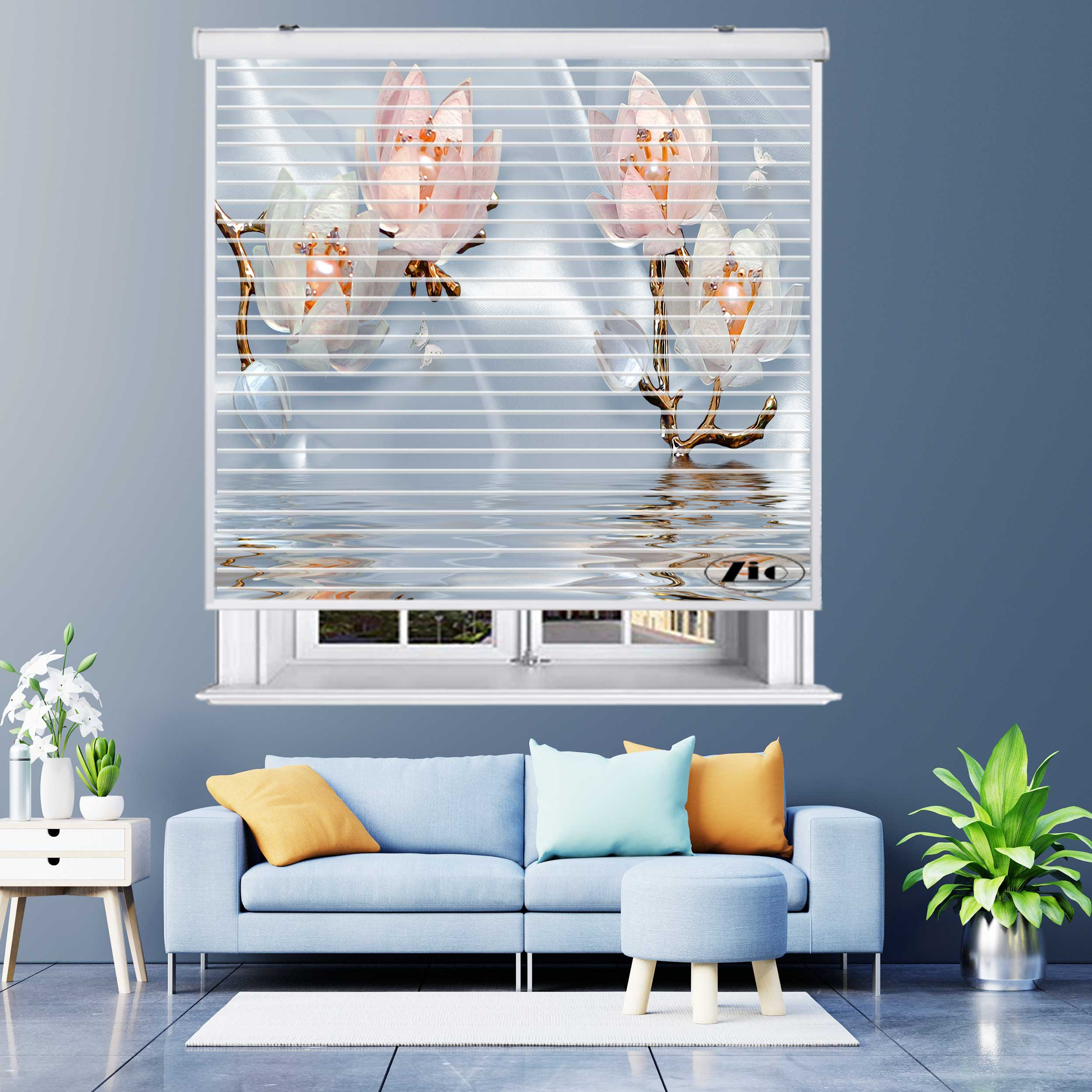 پرده زبرا زیو مدل سیلوئت 3D1499 سایز 150x150 سانتی متر