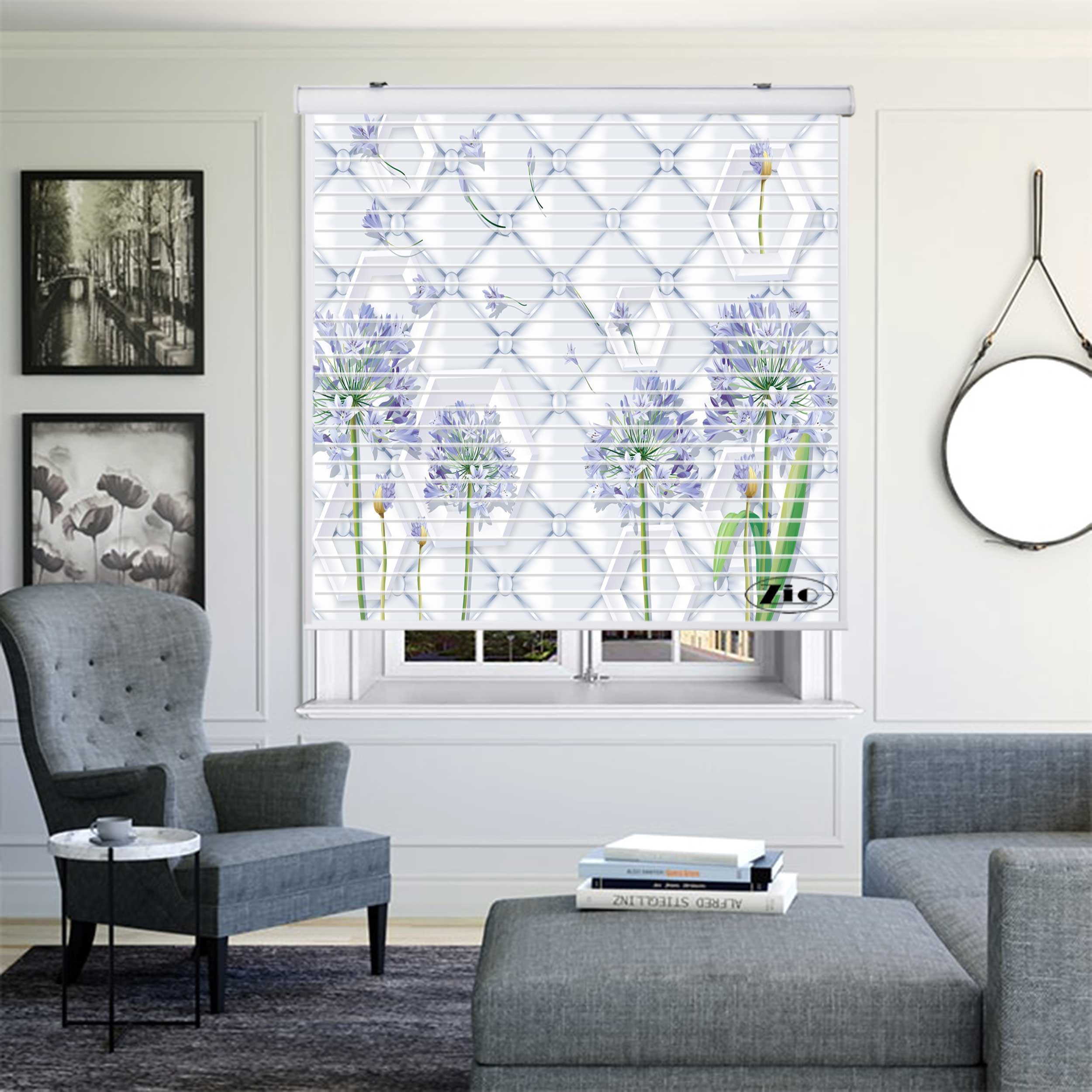 پرده زبرا زیو مدل سیلوئت 3D1546 سایز 150x150 سانتی متر