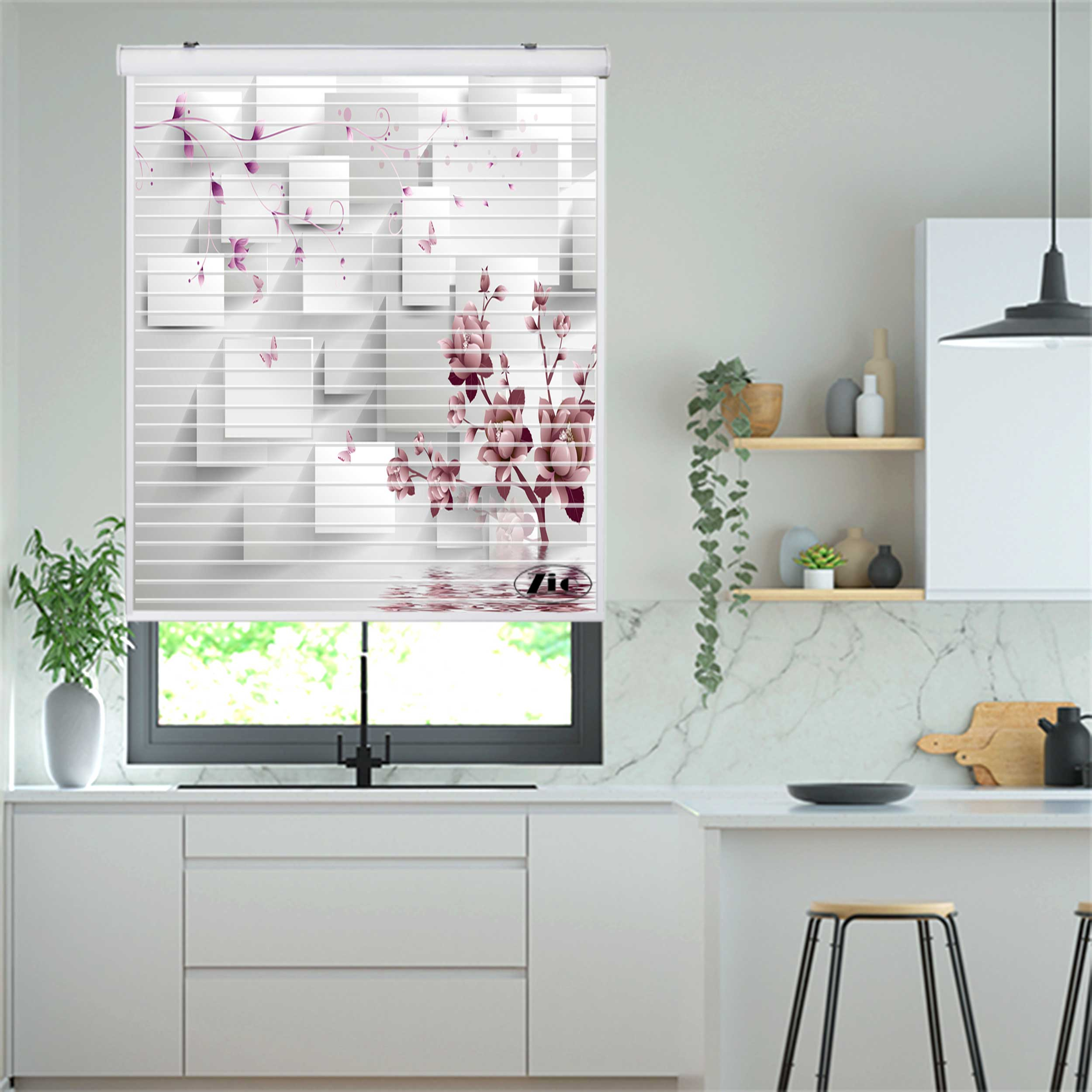 پرده زبرا زیو مدل سیلوئت 3D1456 سایز 150x150 سانتی متر
