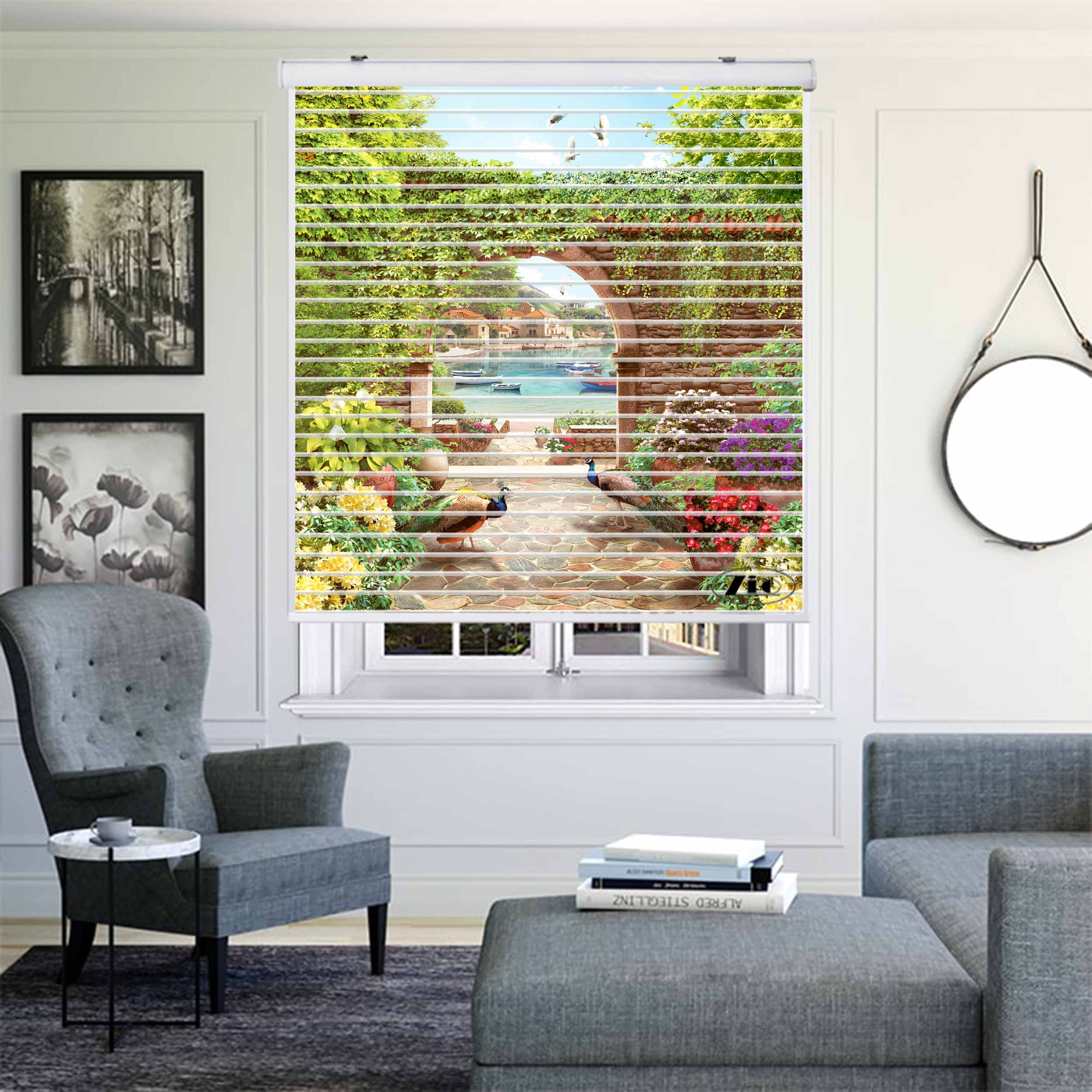 پرده زبرا زیو مدل سیلوئتL-5042 سایز 150x150 سانتی متر
