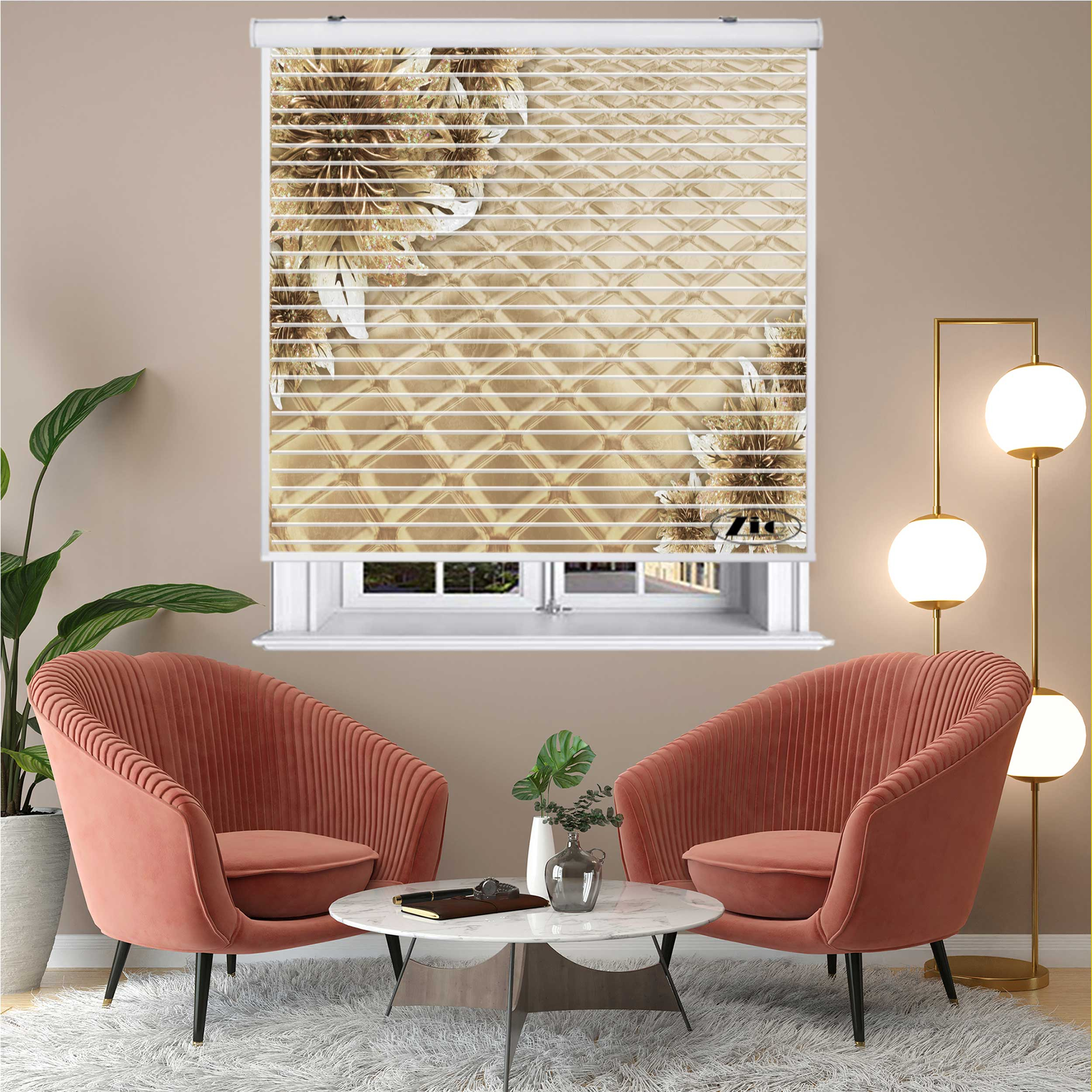 پرده زبرا زیو مدل سیلوئت 3D1540 سایز 150x150 سانتی متر