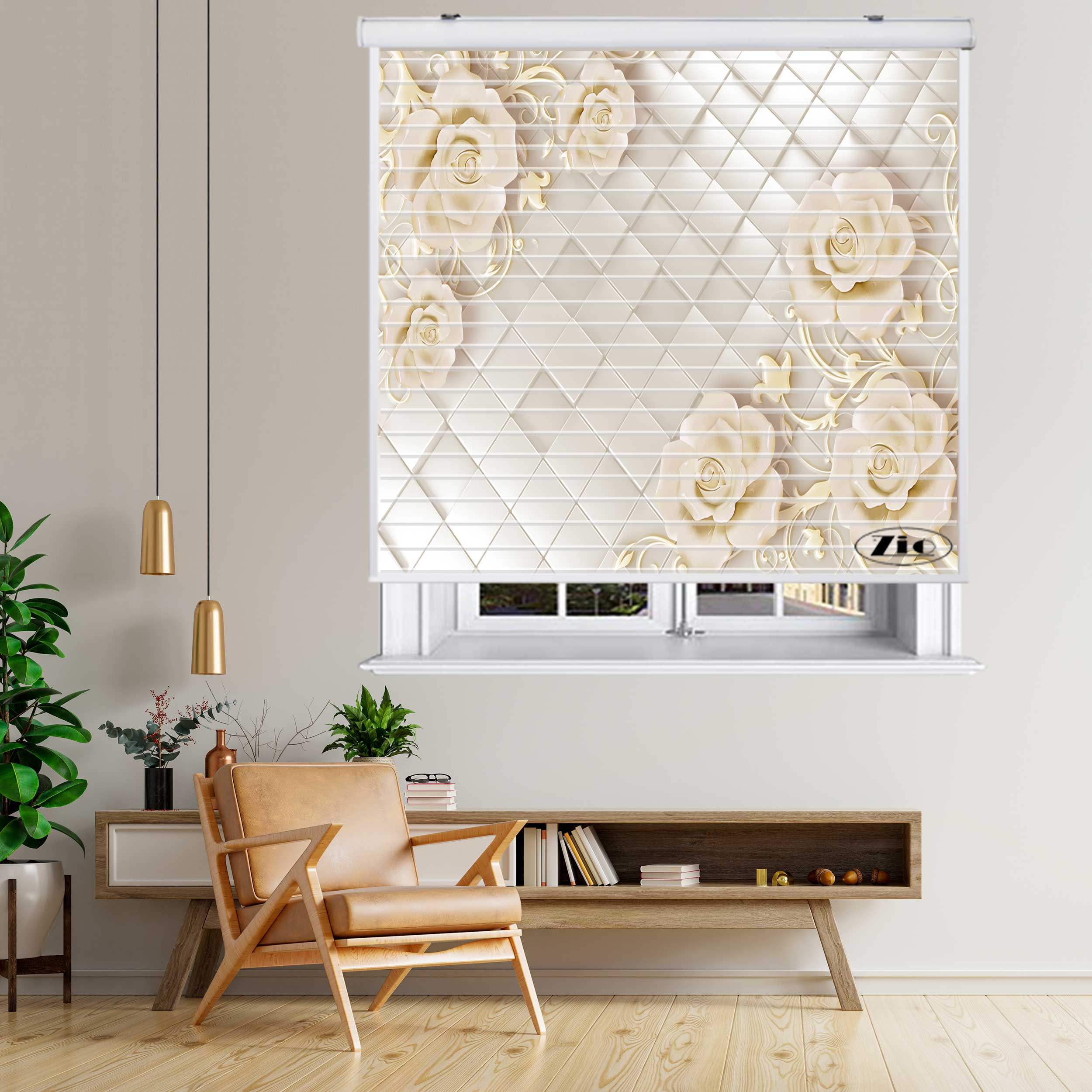 پرده زبرا زیو مدل سیلوئت 3D1338 سایز 150x150 سانتی متر