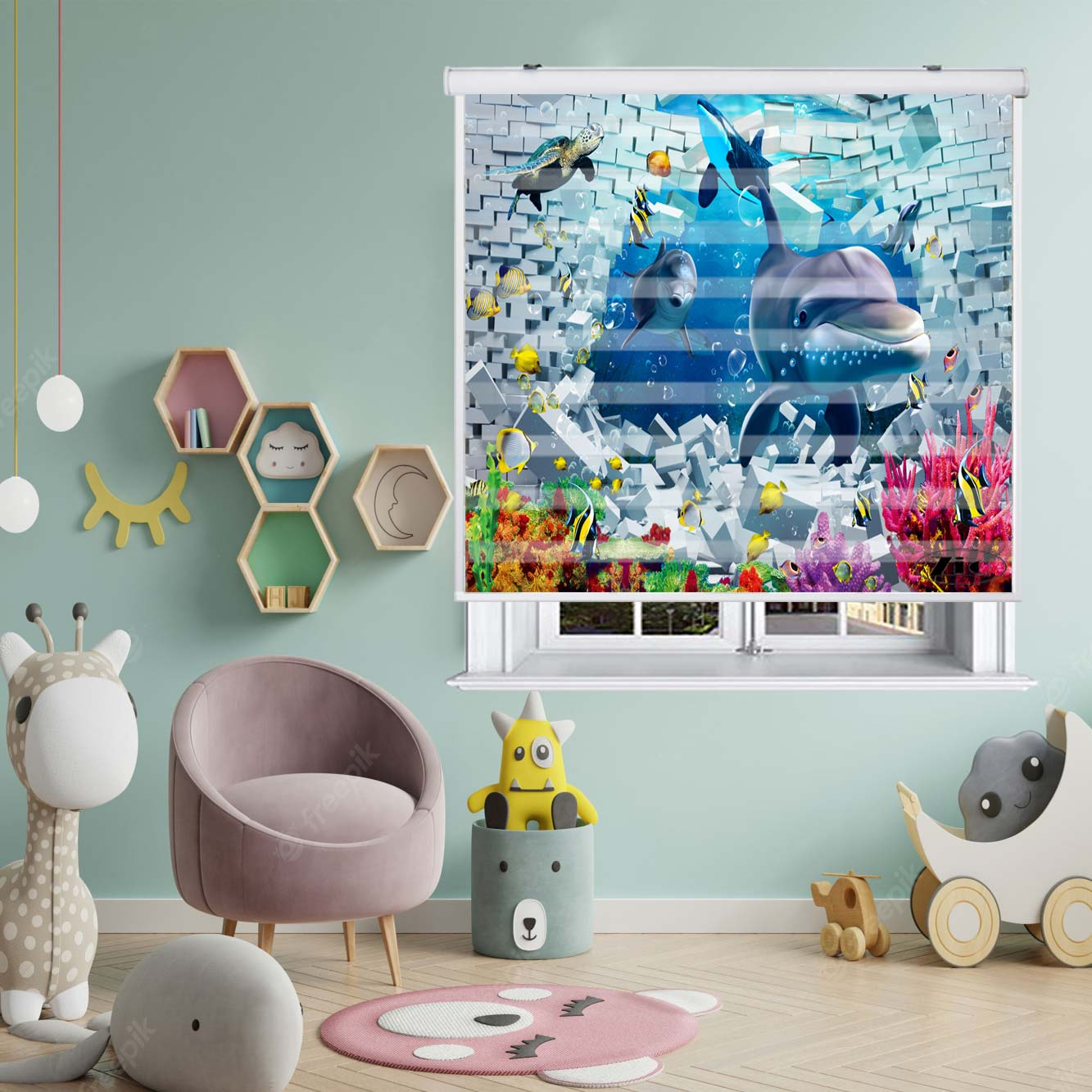 پرده زبرا زیو کد K3075 سایز 150X150 سانتی متر