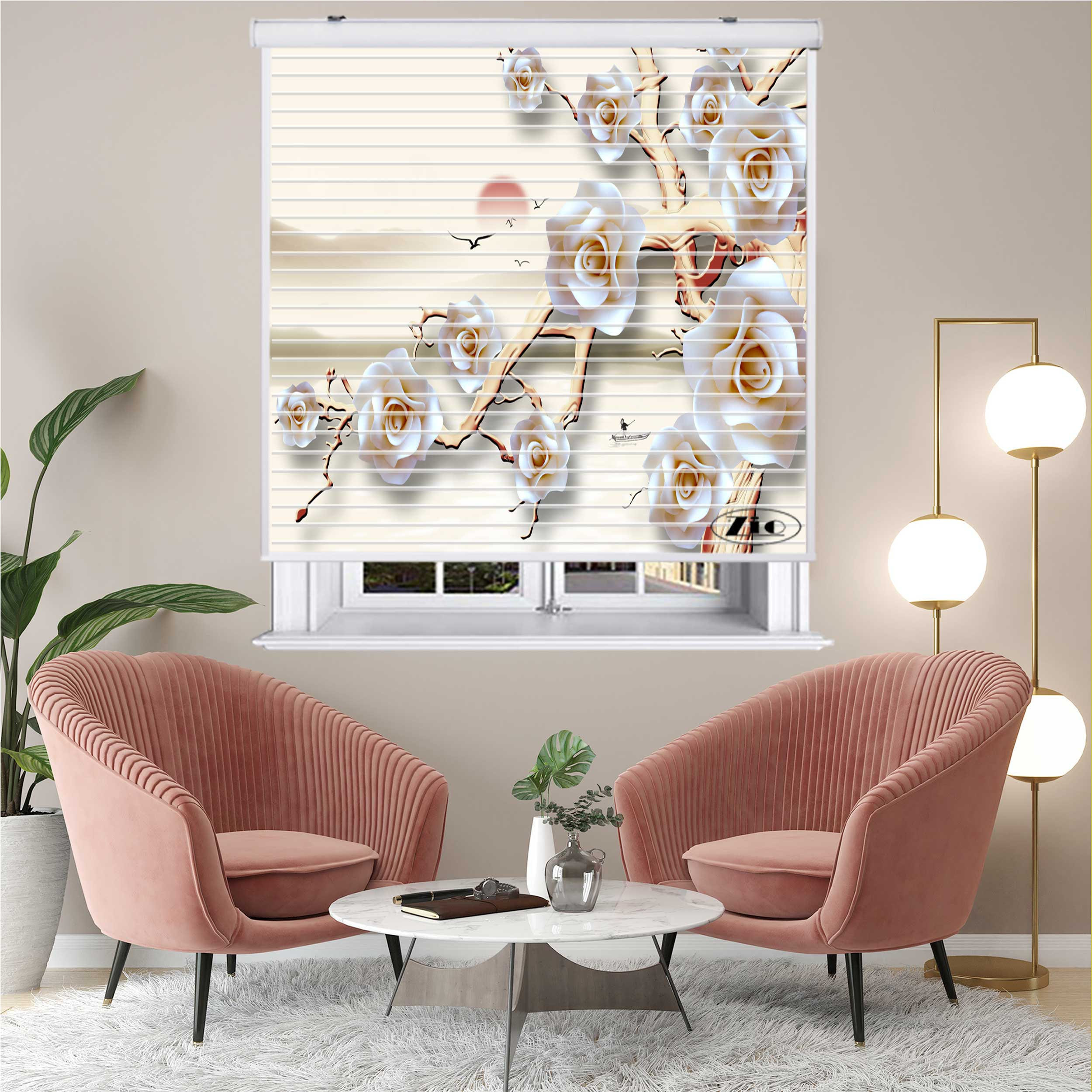 پرده زبرا زیو مدل سیلوئت 3D1393 سایز 150x150 سانتی متر