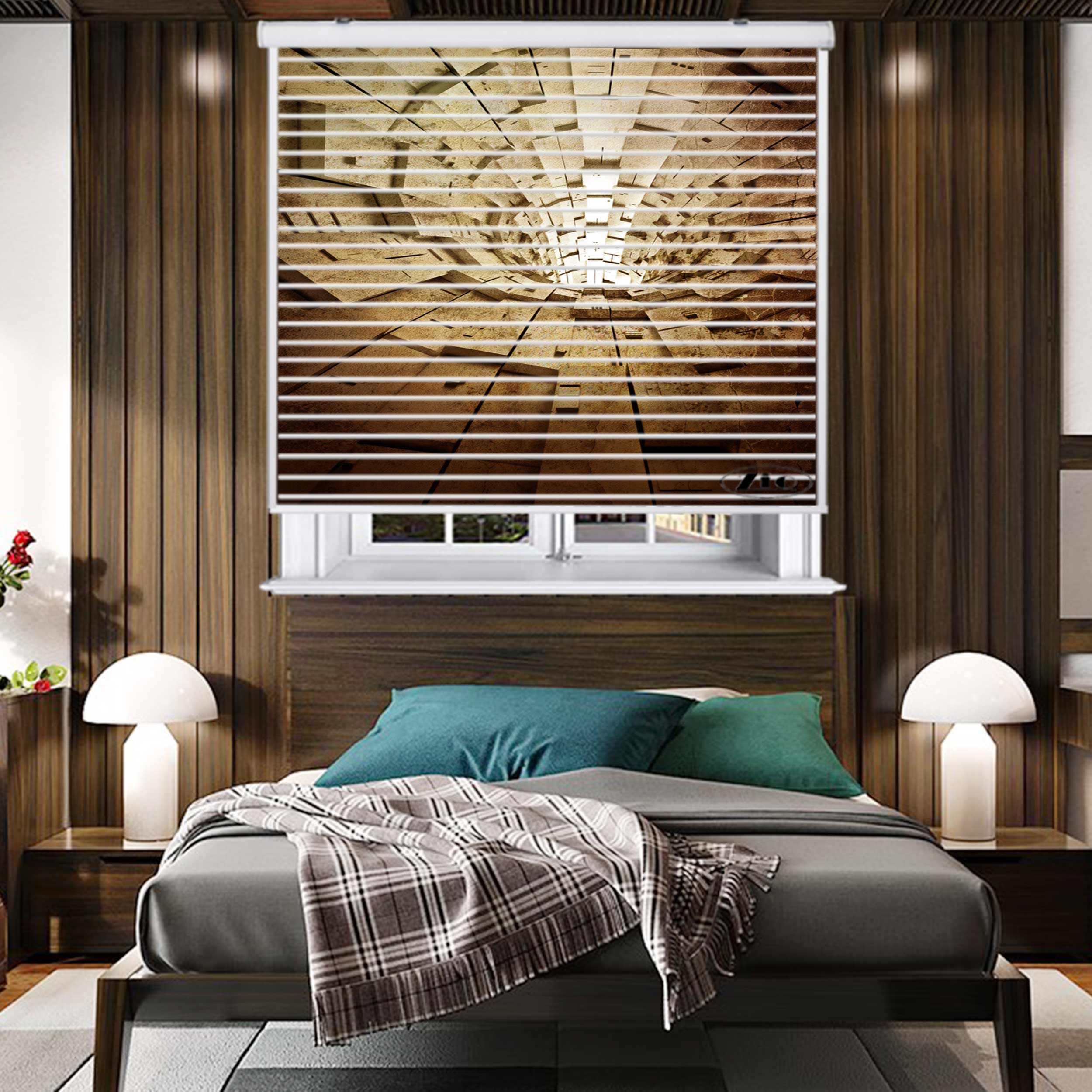 پرده زبرا زیو مدل سیلوئت 3D1373 سایز 150x150 سانتی متر
