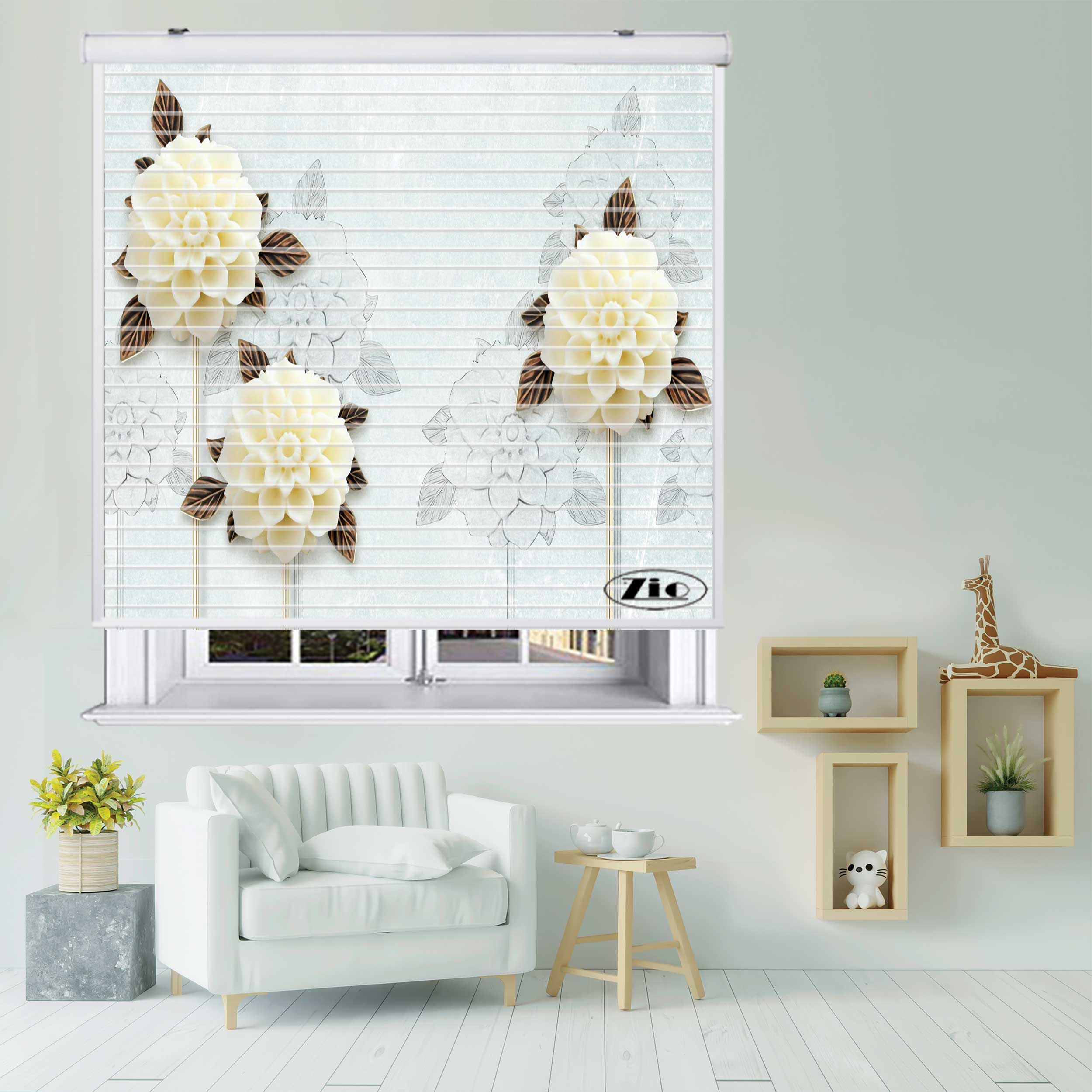 پرده زبرا زیو مدل سیلوئت 3D1523 سایز 150x150 سانتی متر