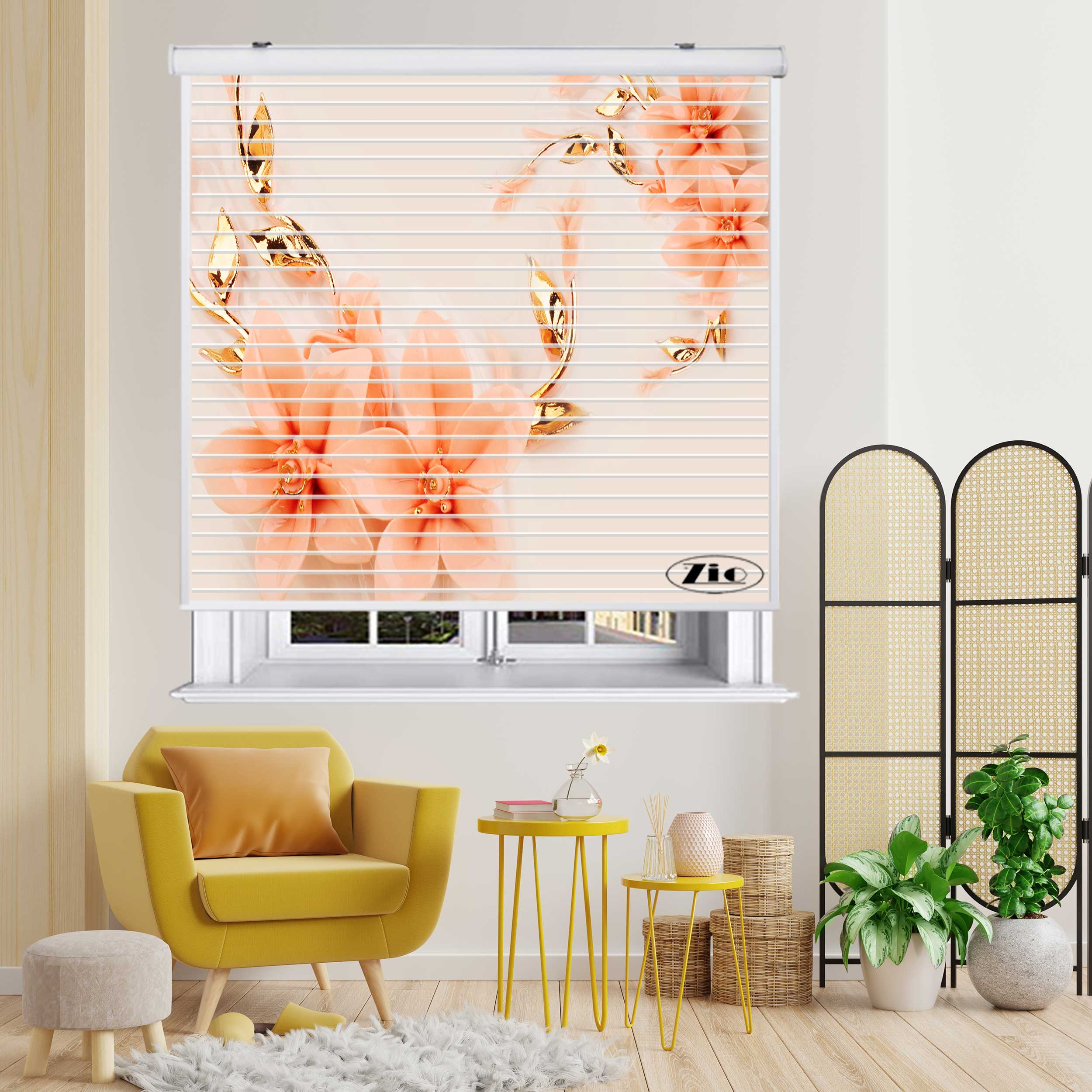 پرده زبرا زیو مدل سیلوئت 3D1397 سایز 150x150 سانتی متر