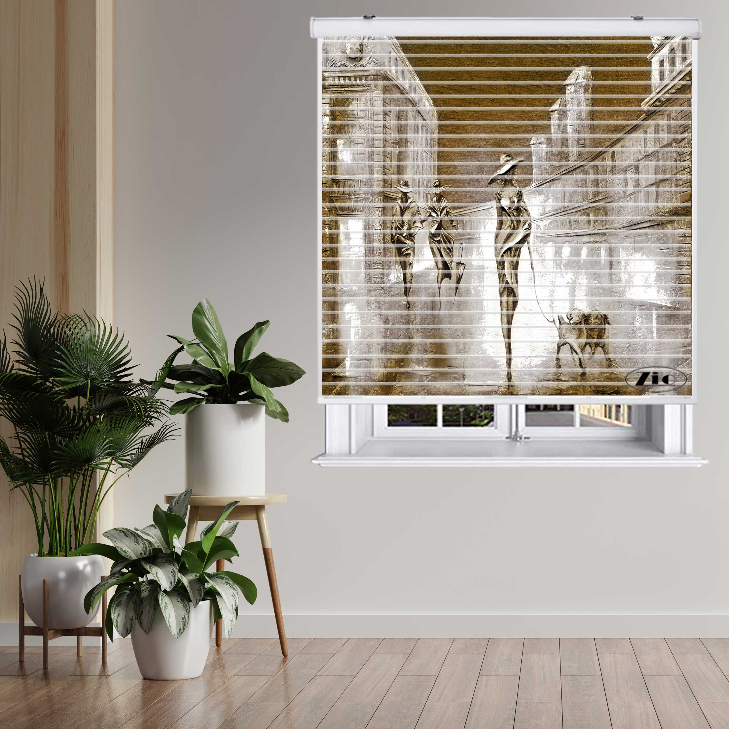 پرده زبرا زیو مدل سیلوئتO 7008 سایز 150x150 سانتی متر