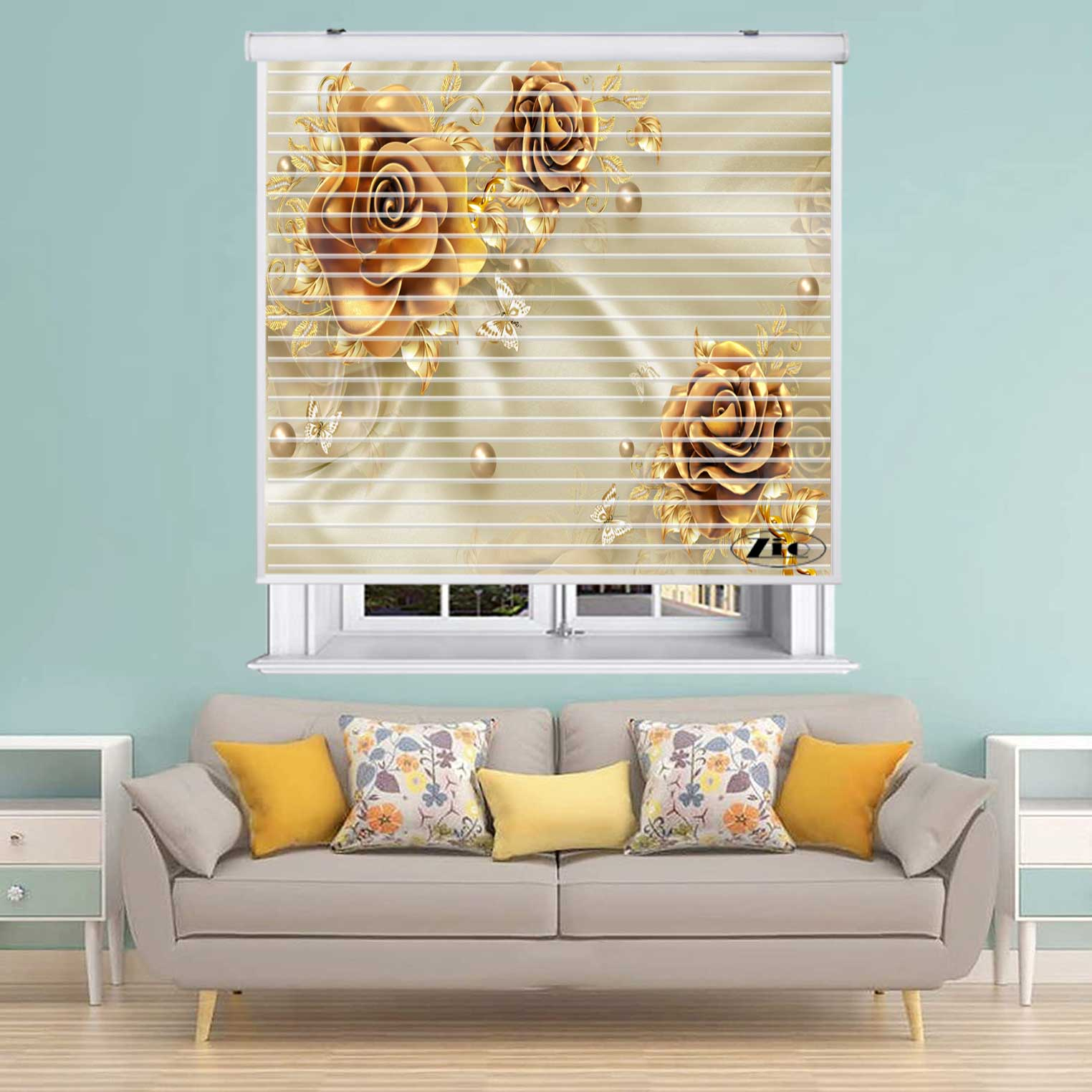 پرده زبرا زیو مدل سیلوئت 3D1359 سایز 150x150 سانتی متر
