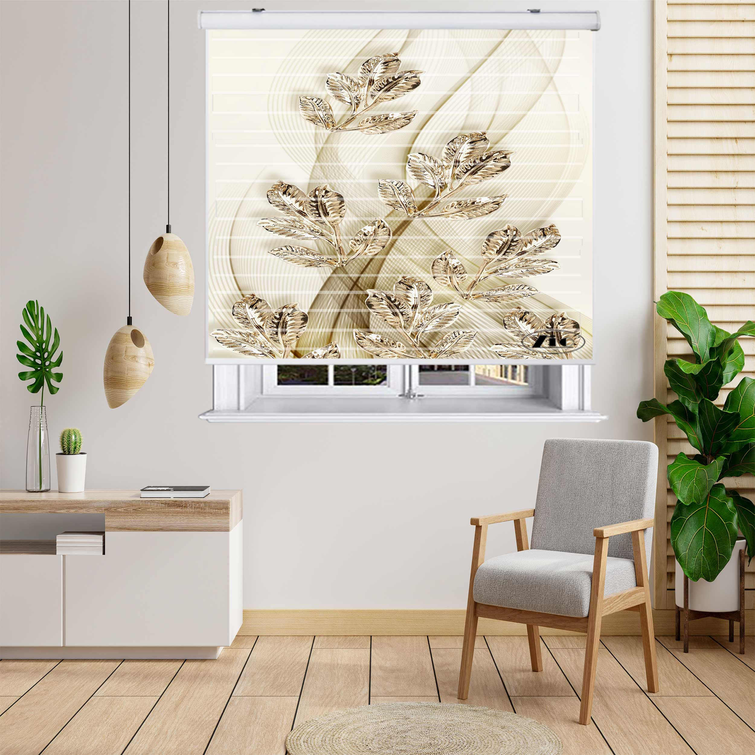 پرده زبرا مدل سیلوئت 3D1034 سایز 150x150 سانتی متر